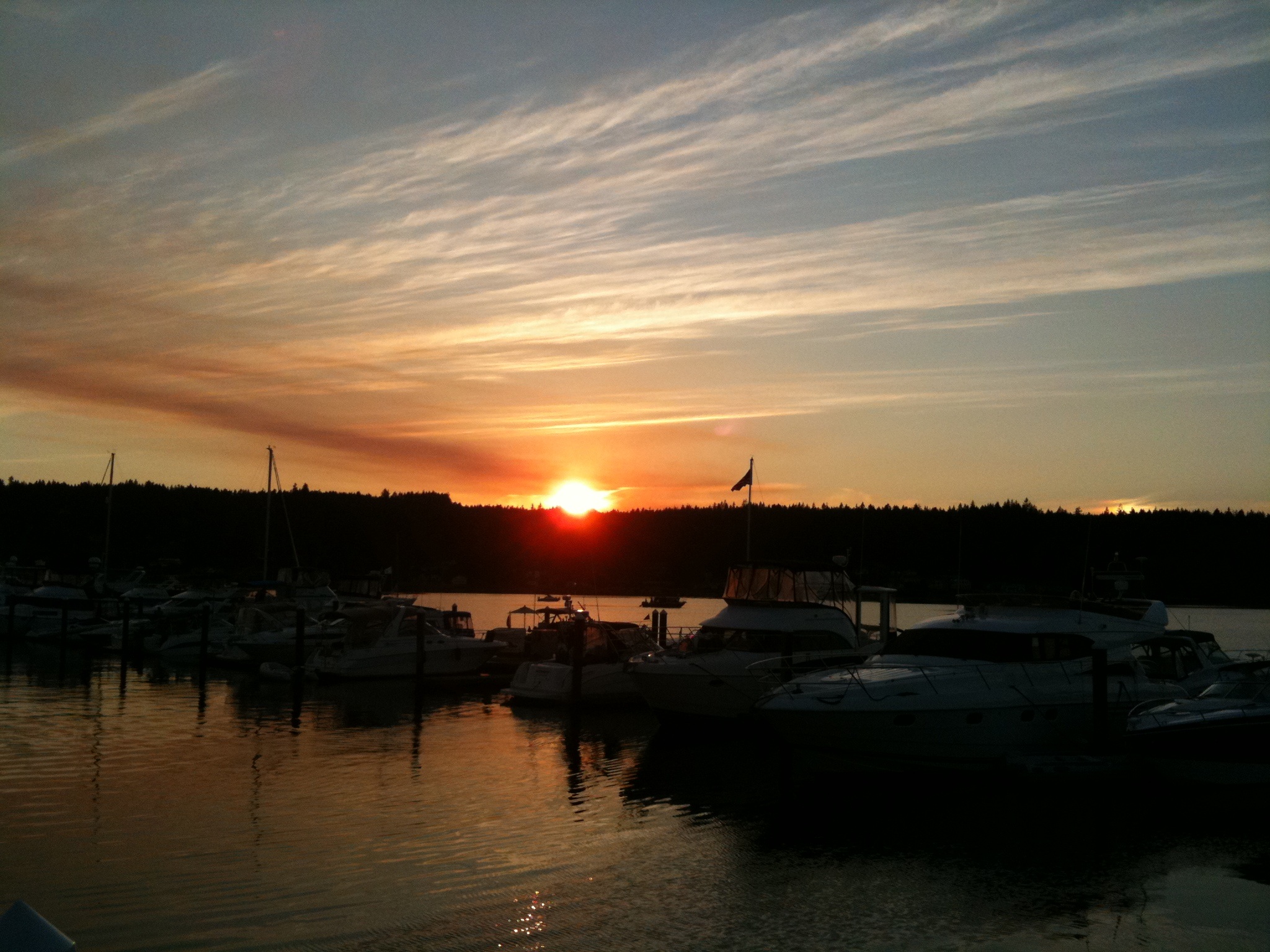 nature, reflection, sail, poulsbo, beauty in nature, moored, no people, boats, 1080P, marina, seattle, sailboat, wa, landscape, sunset, harbor, northwest, HD Wallpaper