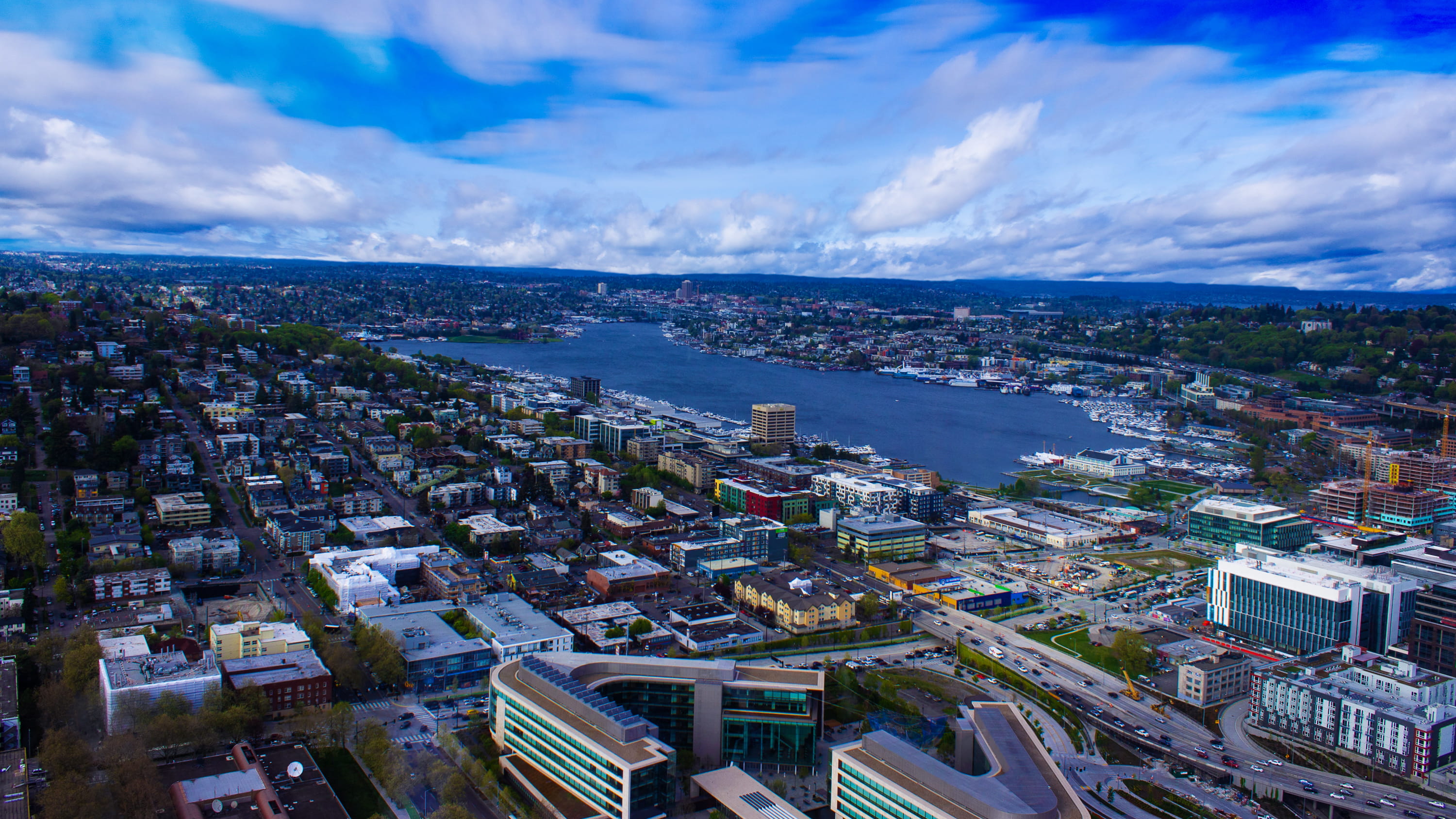 residential district, water, Seattle, crowded, outdoors, office building exterior, nature, day, sea, Space needle, Sky, united states, travel destinations, HD Wallpaper