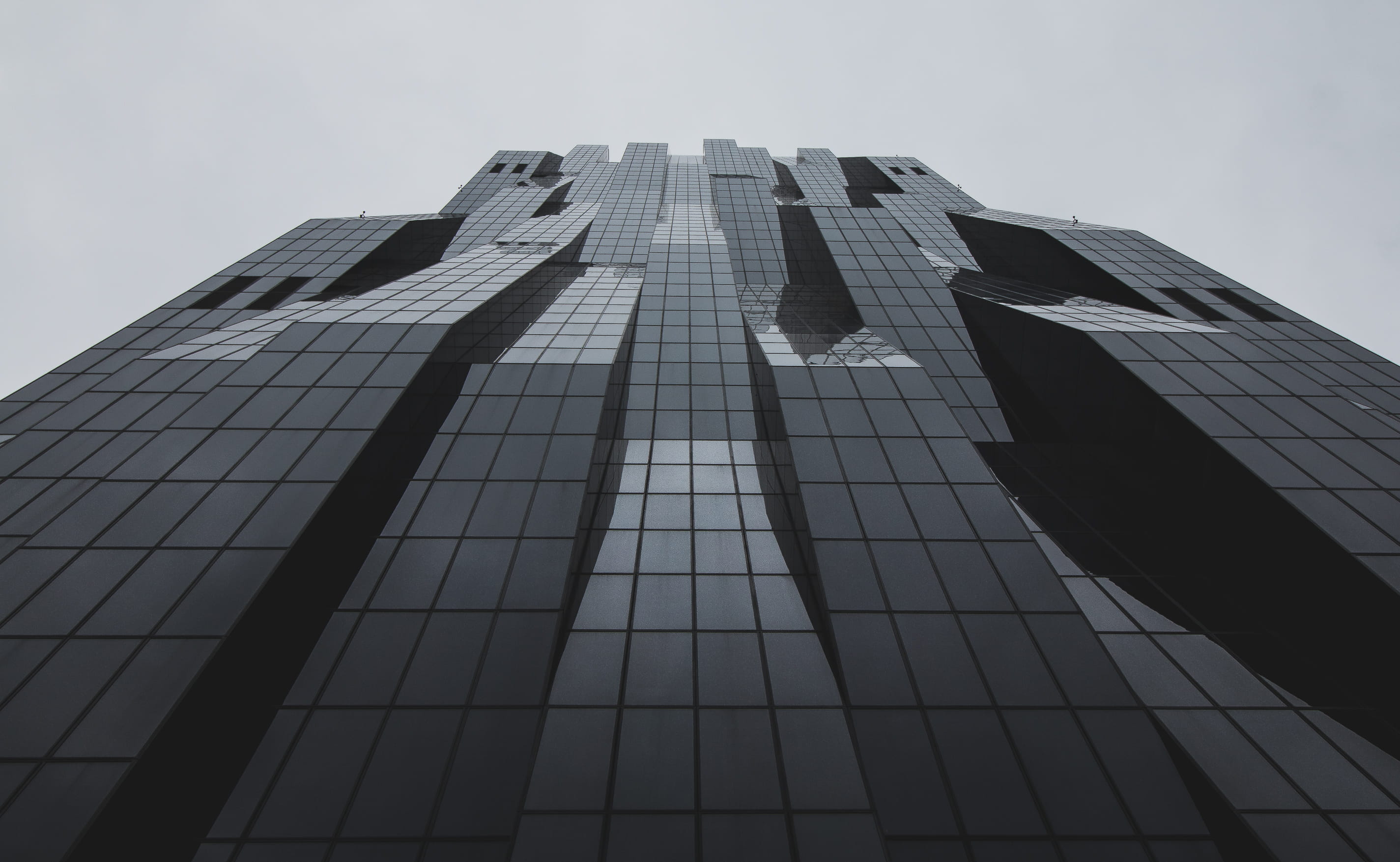 sky, architecture, building, office building exterior, black and white, austria, skyscraper, nature, outdoors, no people, building exterior, tall - high, HD Wallpaper
