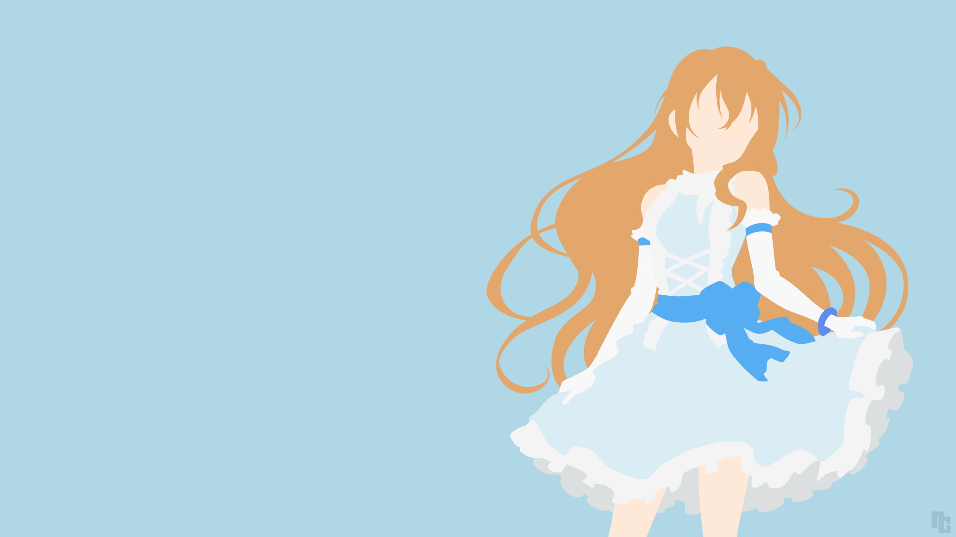 nature, copy space, anime girls, women, 1080P, real people, one person, indoors, adult, studio shot, blue background, sky, Kaga Kouko, creativity, side view, HD Wallpaper