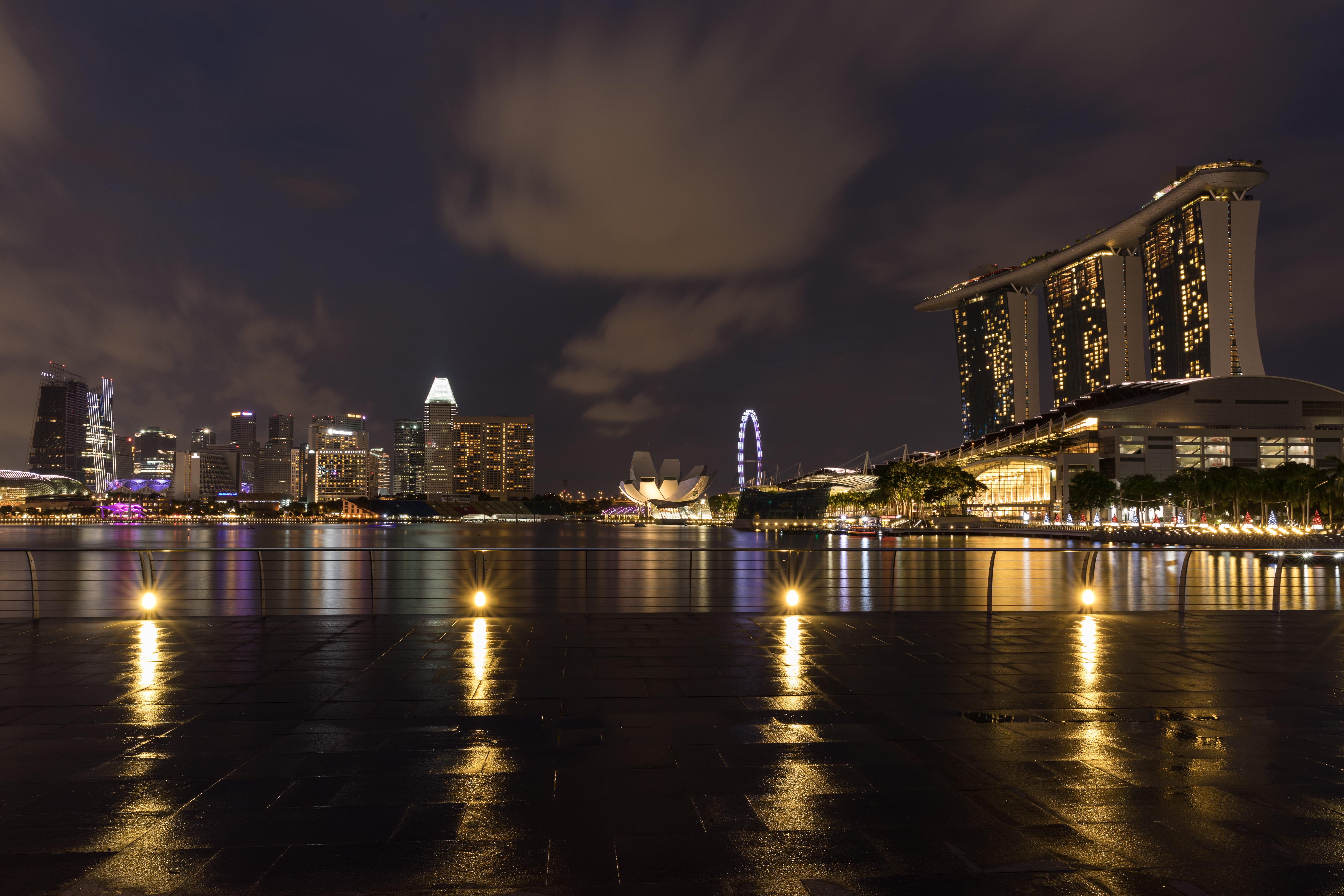 modern, tall - high, illuminated, building, esplanade, reflection, skyscraper, marina bay sands, office building exterior, singapore, architecture, 8 marina blvd, HD Wallpaper