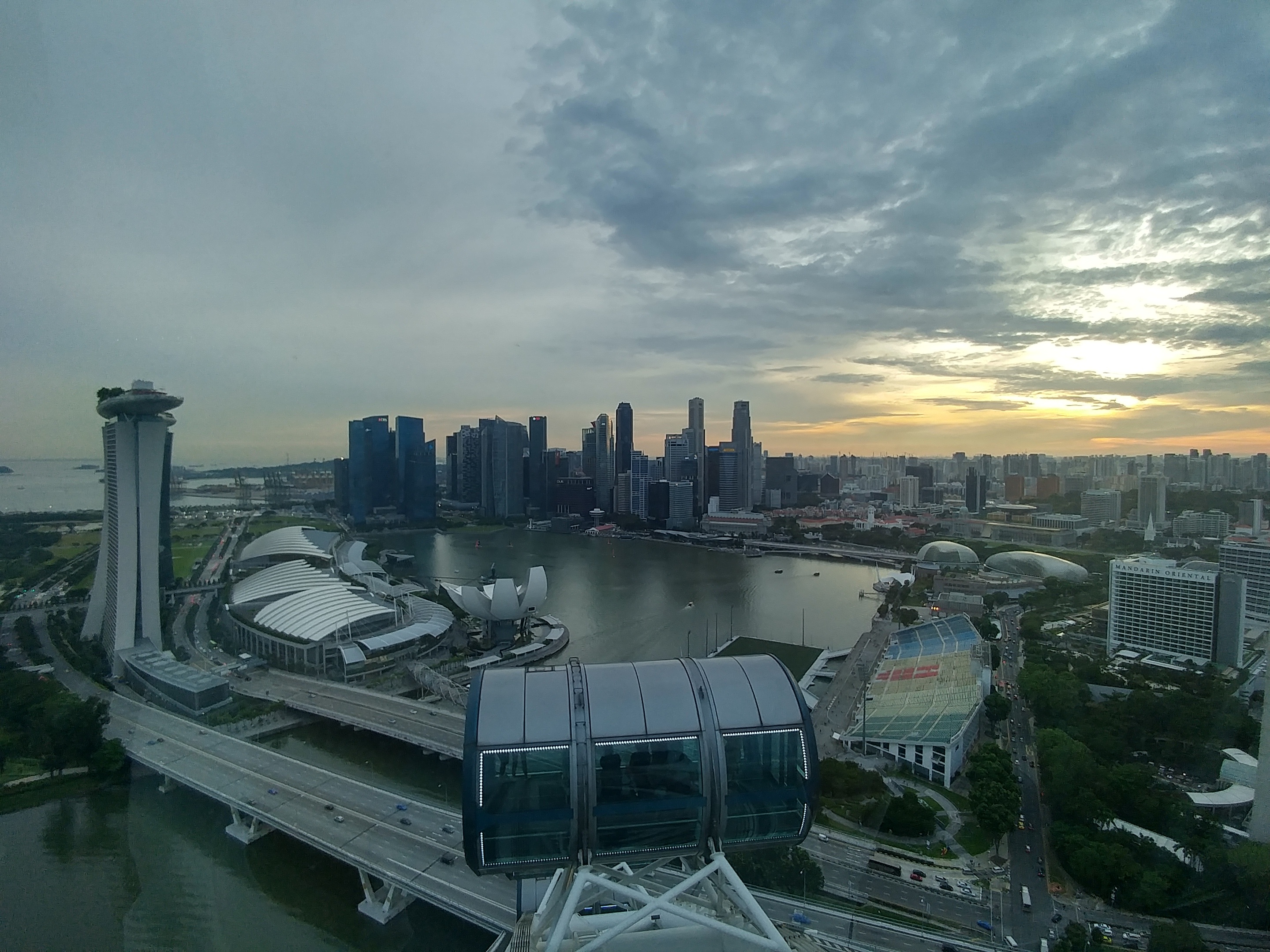outdoors, tower, sunset, skyline, cloud - sky, water, building, architecture, landmark, ferris wheel, city, nature, tall - high, built structure, entertainment, HD Wallpaper
