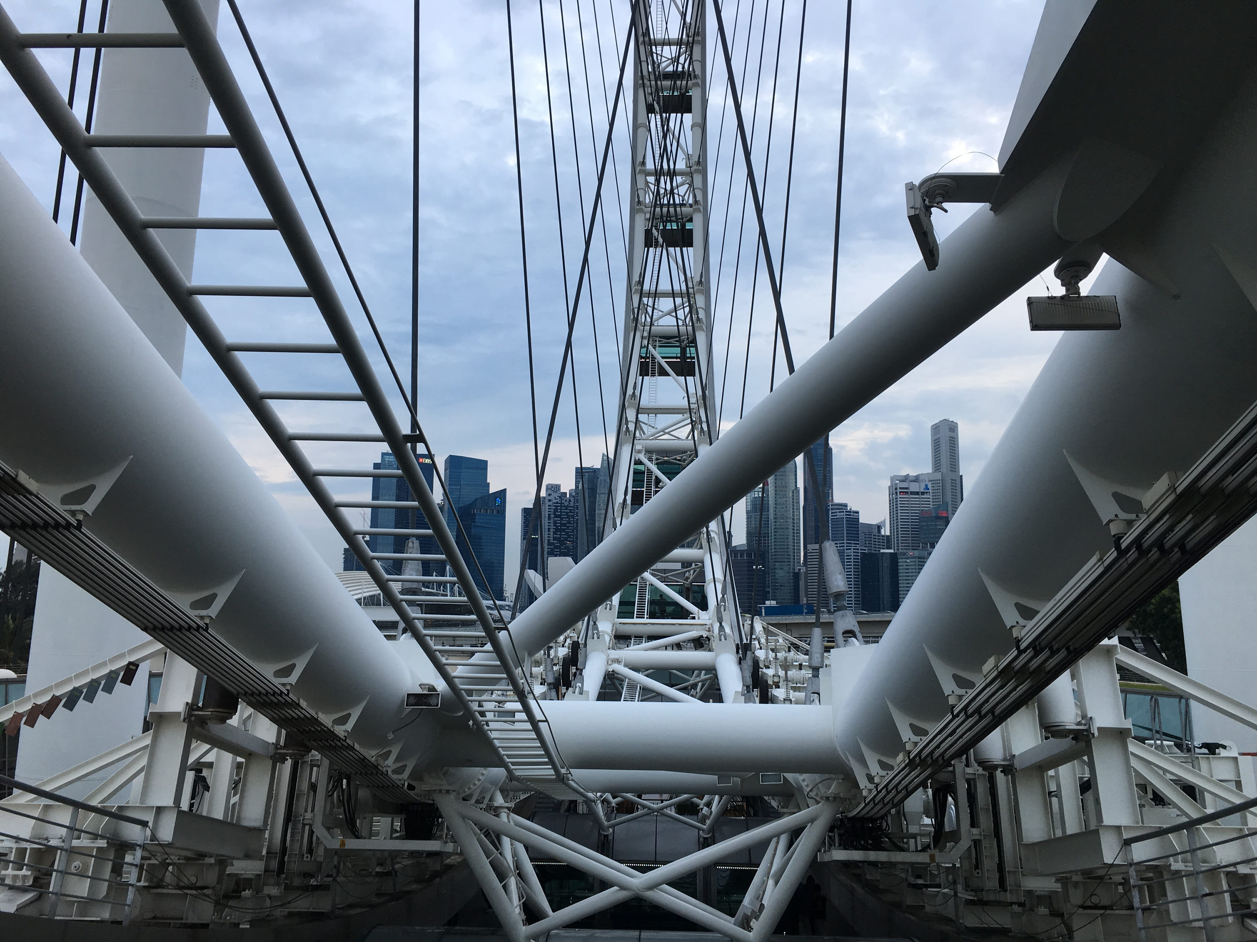 outdoors, metal, transportation, sky, suspension bridge, low angle view, connection, no people, singapore, ferries wheel, travel destinations, bridge, cloud - sky, HD Wallpaper