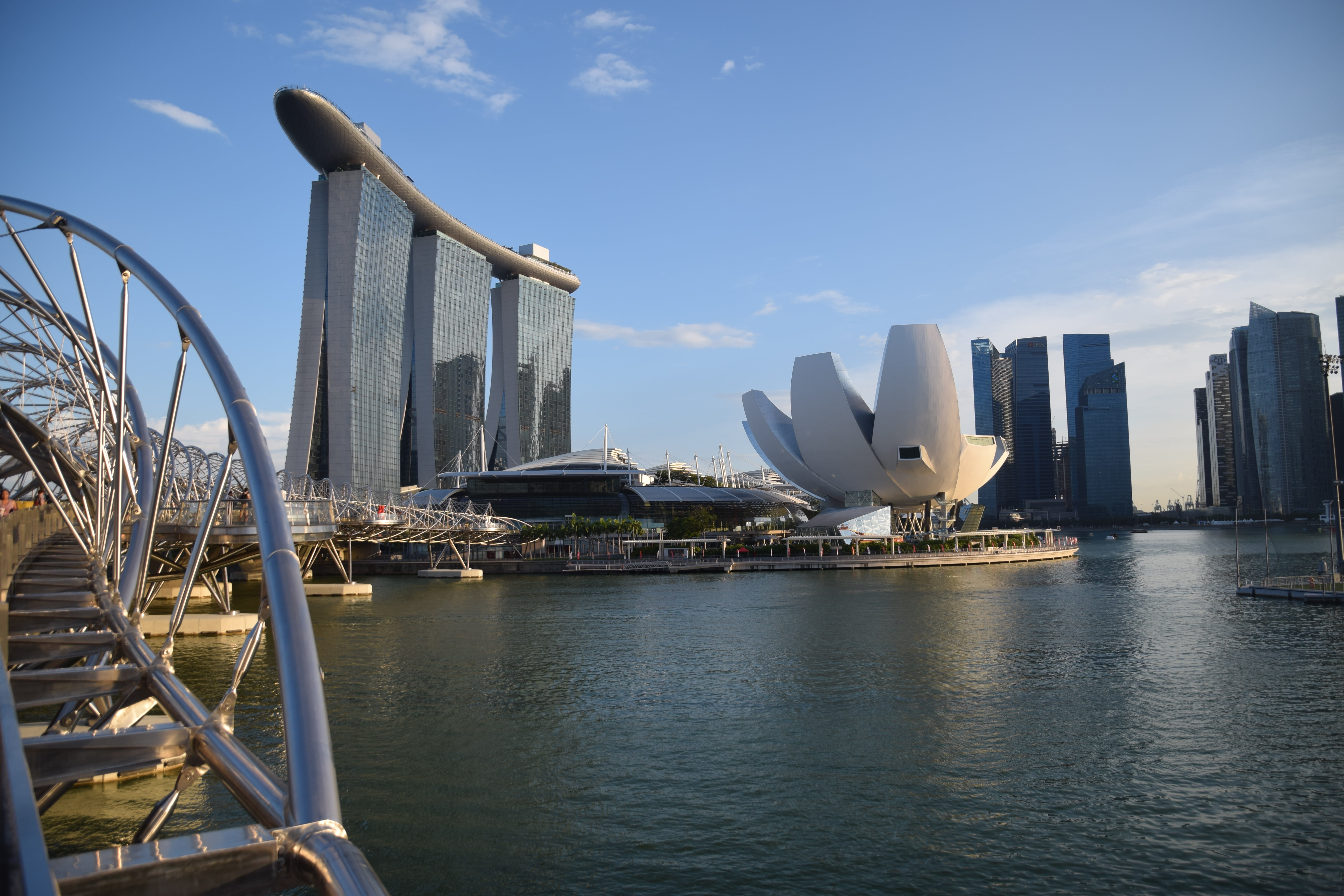 nature, building, sky, office building exterior, connection, transportation, water, modern, skyscraper, singapore, travel, city, bridge - man made structure, HD Wallpaper