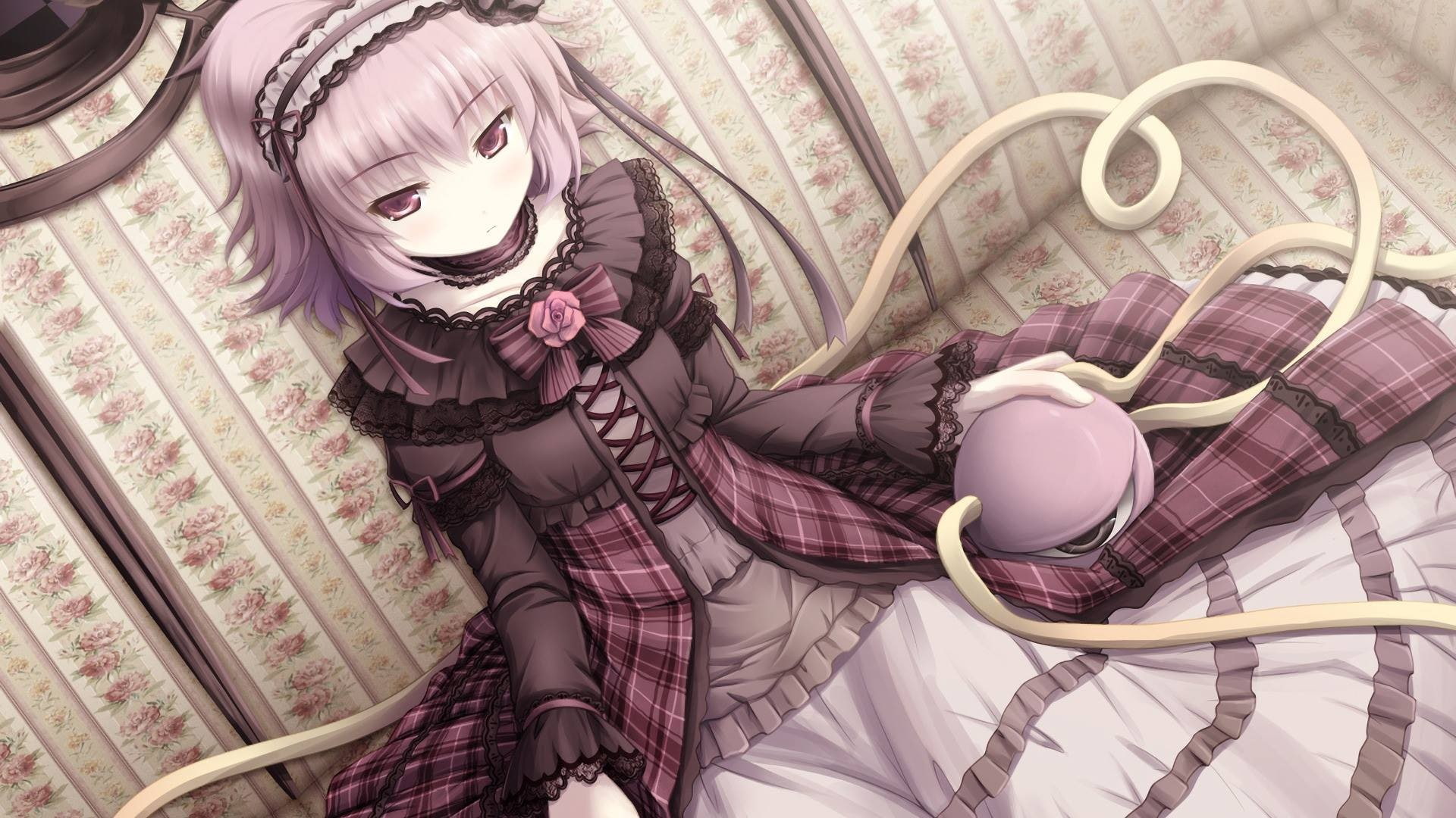 still life, clothing, Komeiji Satori, representation, close-up, women, indoors, bed, pink color, 1080P, pattern, holding, lifestyles, one person, real people, HD Wallpaper