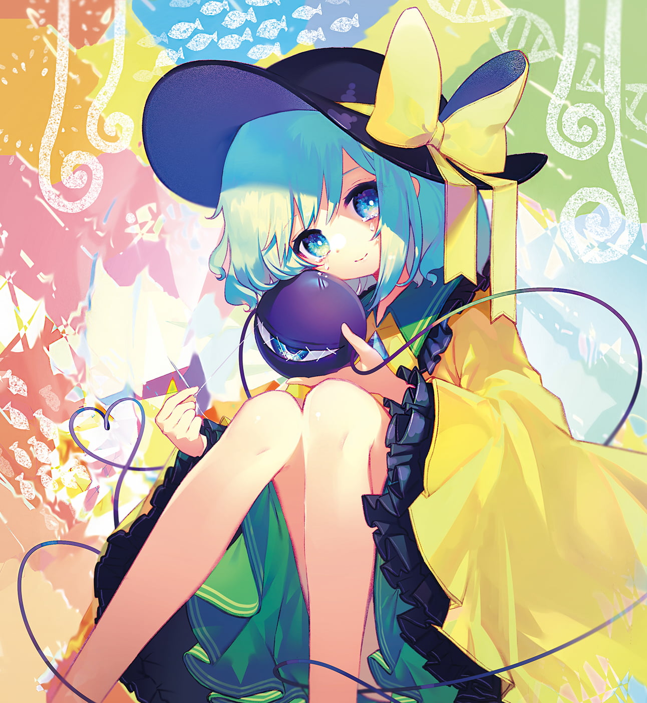 720P, Touhou, Komeiji Koishi, anime, blue eyes, anime girls, Phone HD Wallpaper
