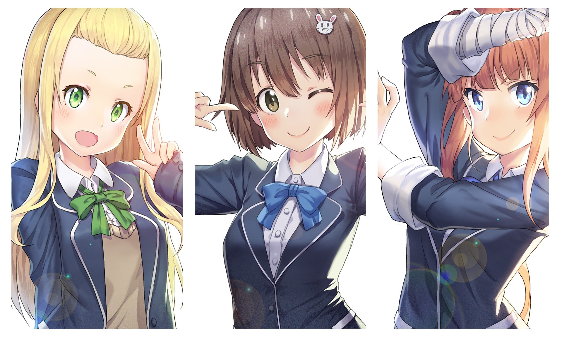 young men, human representation, portrait, front view, young adult, women, indoors, clothing, standing, kono bijutsubu ni wa mondai ga aru anime girls usami mizuki imari maria colette konobi collage anime, HD Wallpaper