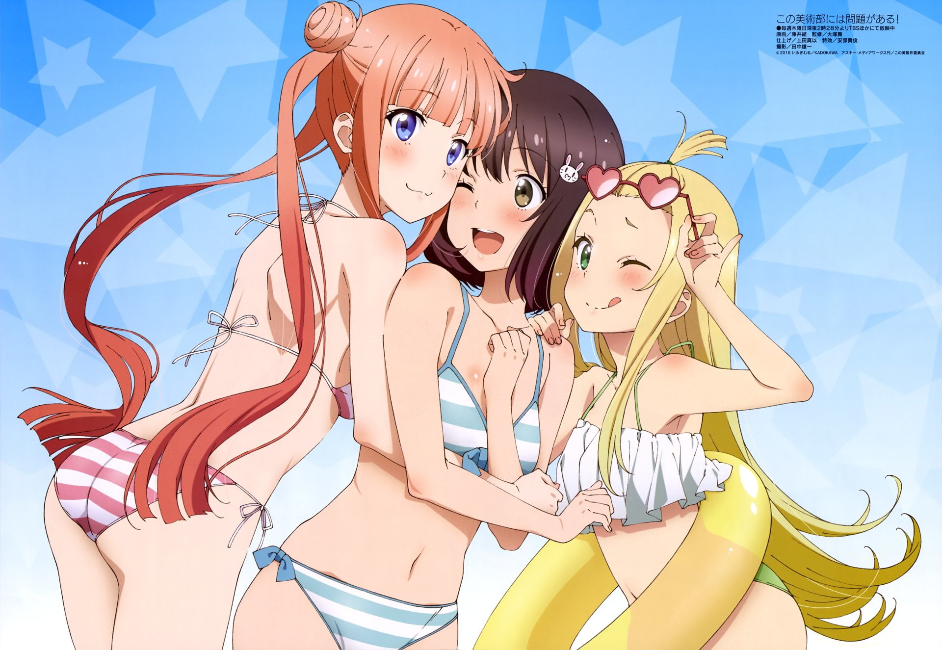 sunlight, childhood, Collette (This Art Club Has A Problem!), blue, female likeness, leisure activity, Anime, young women, art and craft, Maria Imari, Mizuki Usami, HD Wallpaper