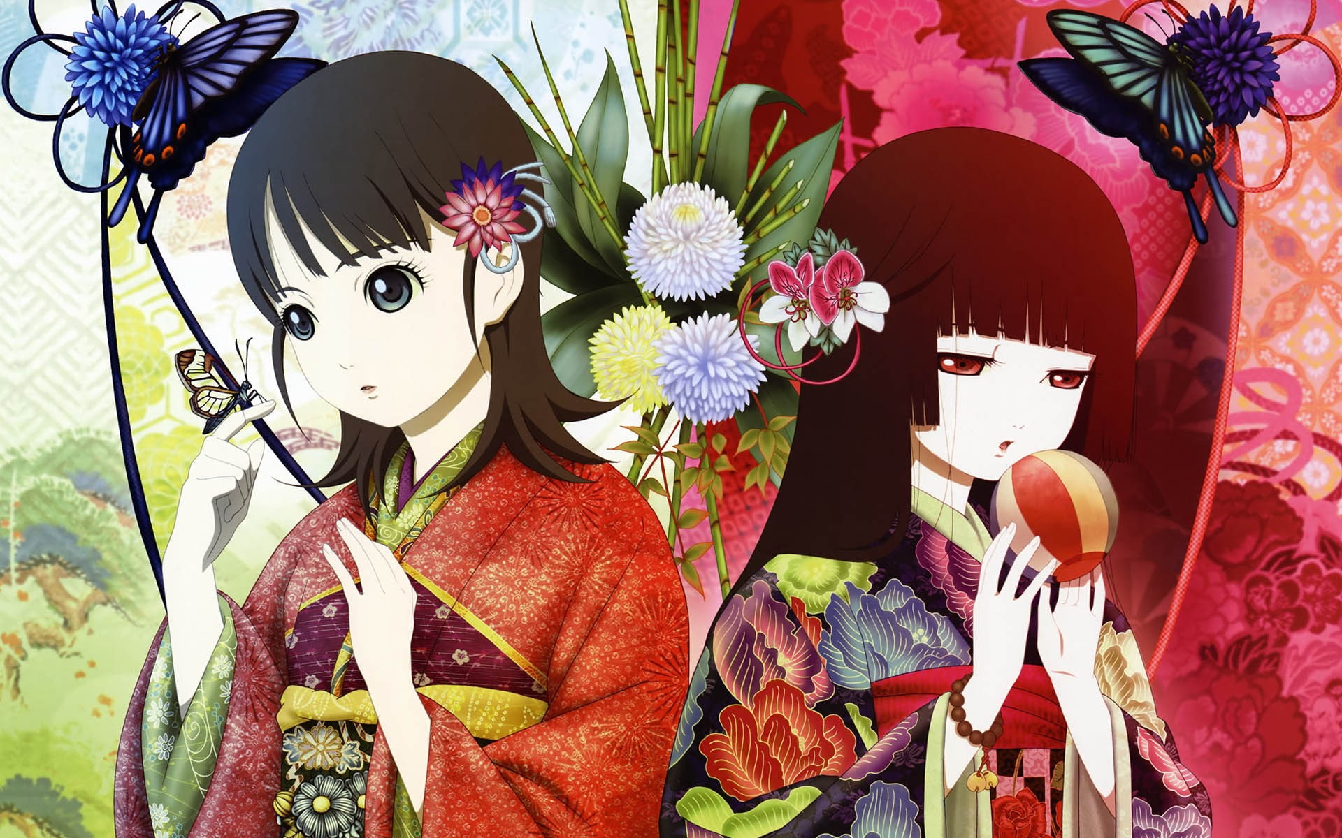women, 1080P, festival, art and craft, human representation, celebration, Enma Ai, anime girls, Tsugumi Shibata, craft, flowering plant, nature, flower in hair, HD Wallpaper