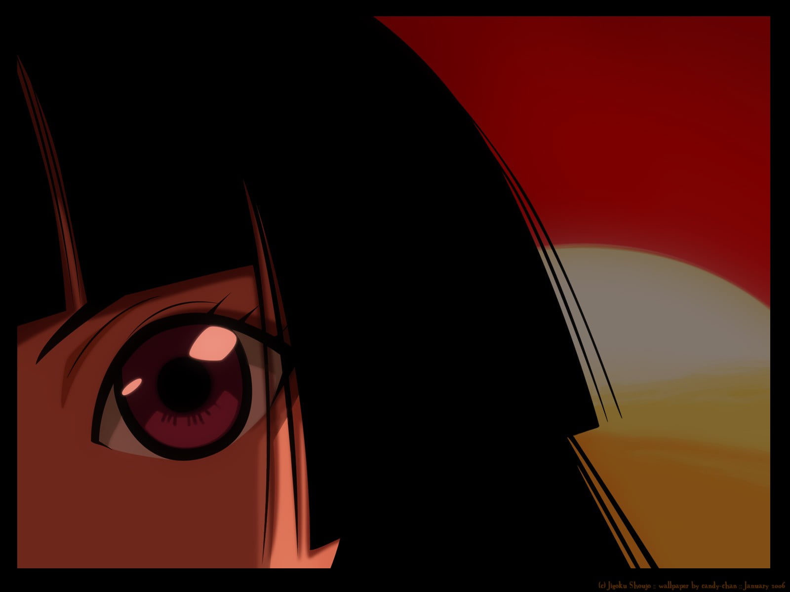 anime girls, Enma Ai, transfer print, no people, copy space, illuminated, red, auto post production filter, closeup, Jigoku Shoujo, architecture, low angle view, HD Wallpaper