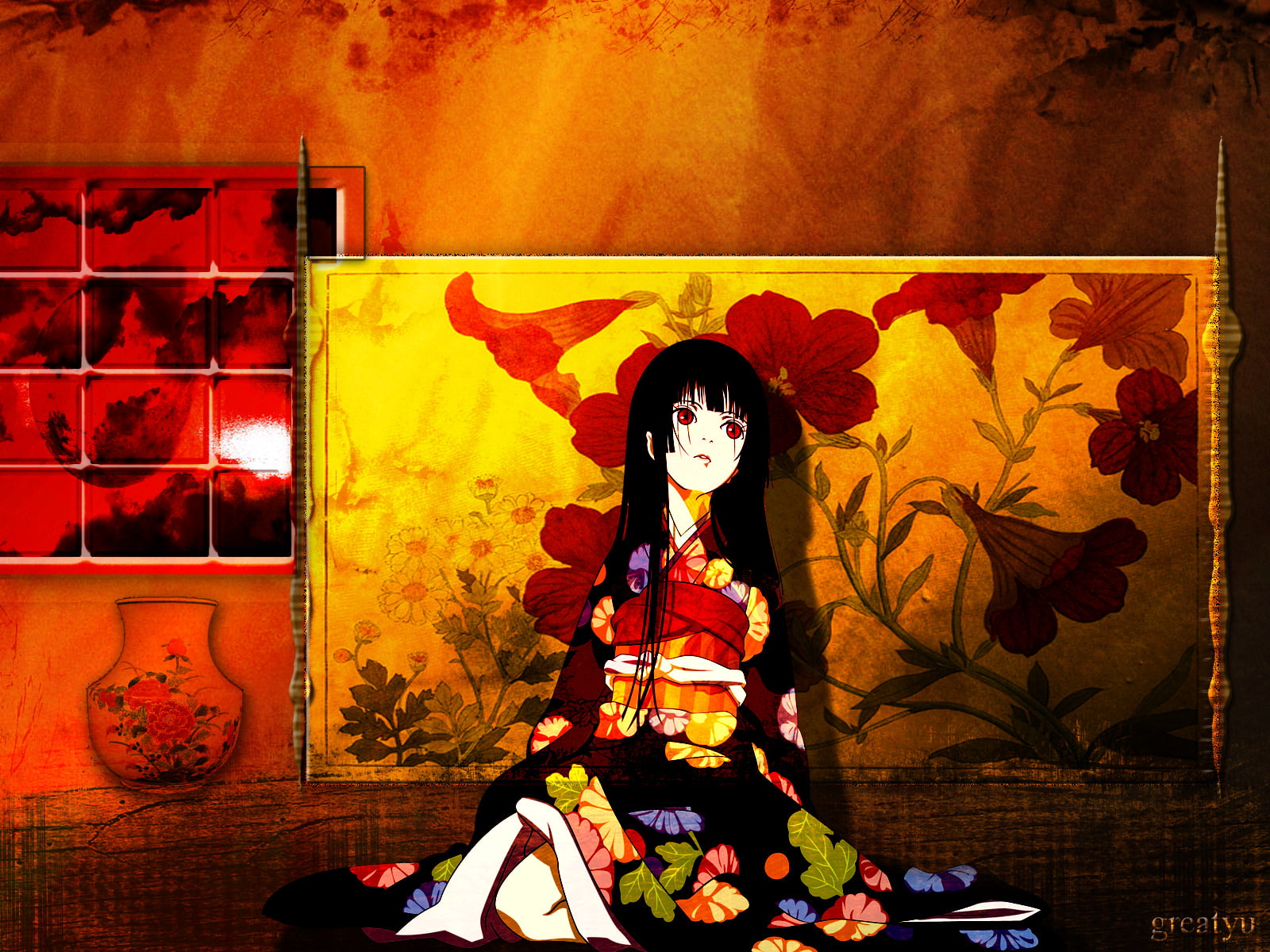 Kimono, Ai Enma, Jigoku Shōjo, 720P, Jigoku Shoujo, Hell Girl, Anime, HD Wallpaper
