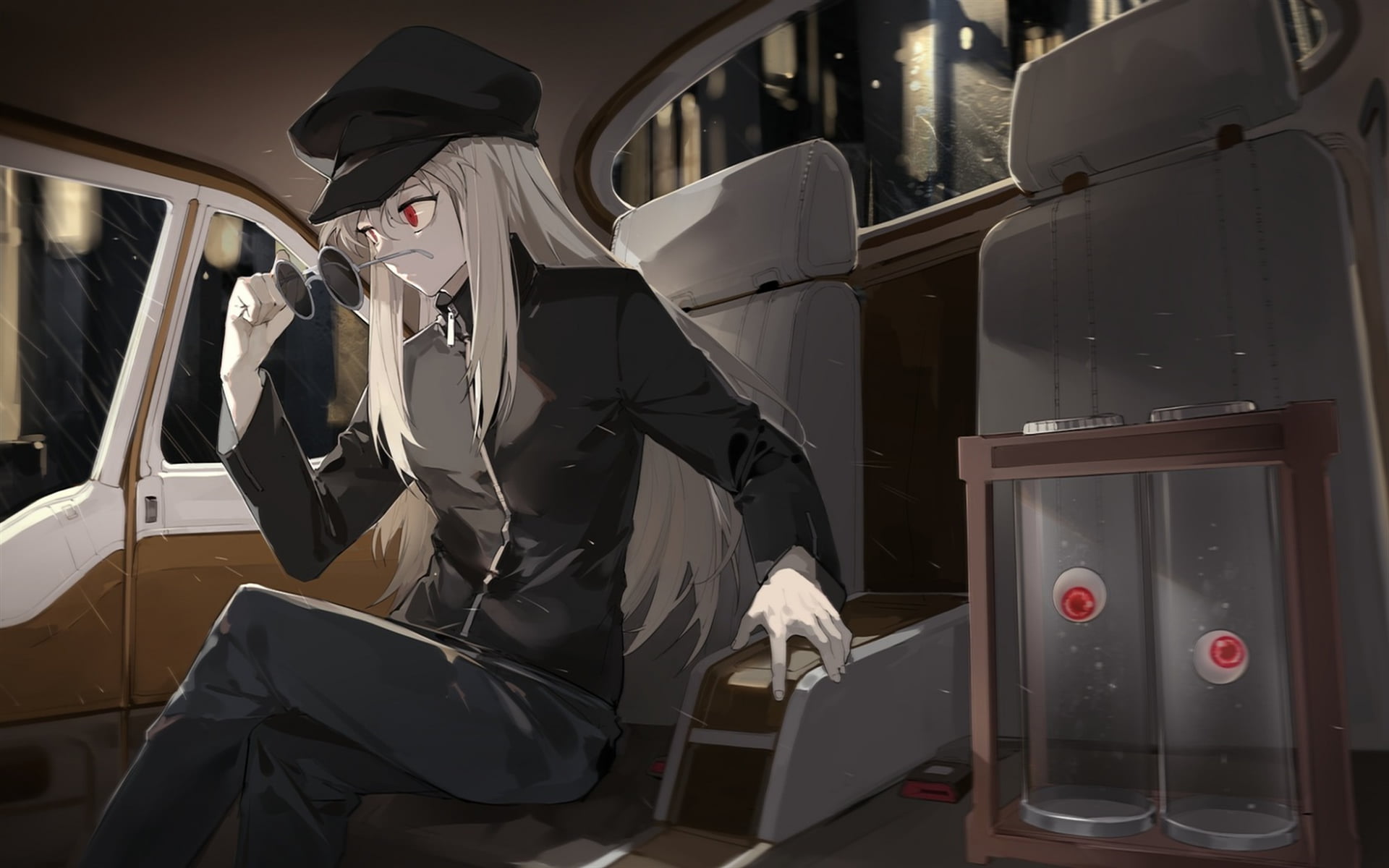 Kurapika, Hunter x Hunter, red eyes, 1080P, black suit, night, HD Wallpaper