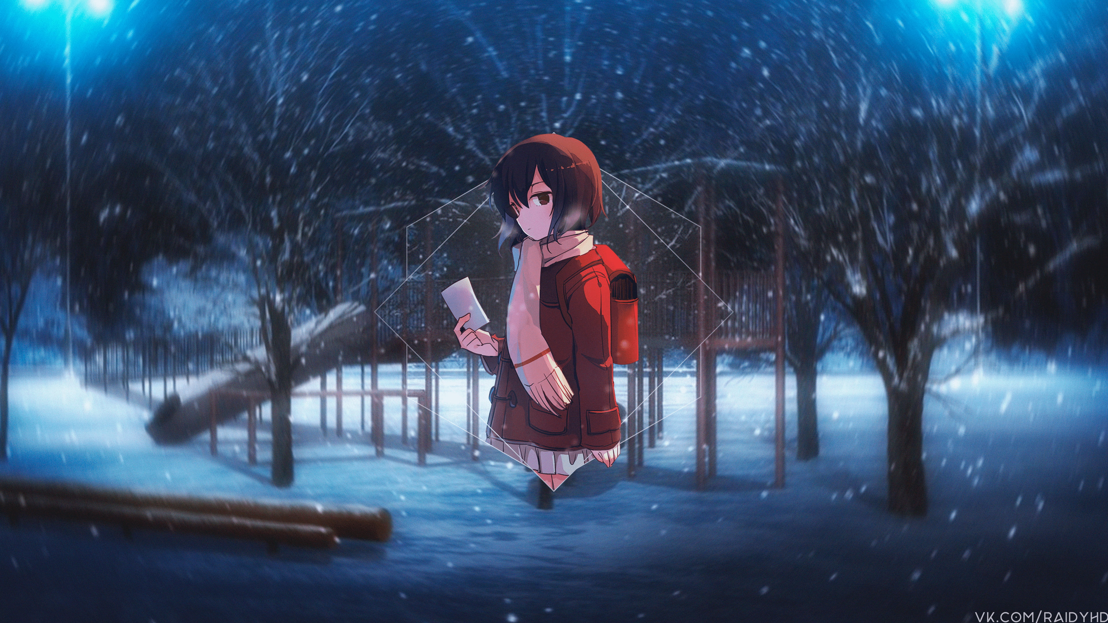 Boku dake ga Inai Machi, anime girls, picture-in-picture, snow, Hinazuki Kayo, anime, 4K, HD Wallpaper