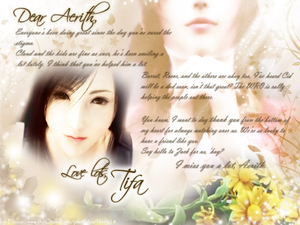 480P, aerith, ff, games, dear, final fantasy, tifa, hd, letter, ff7, friends, HD Wallpaper