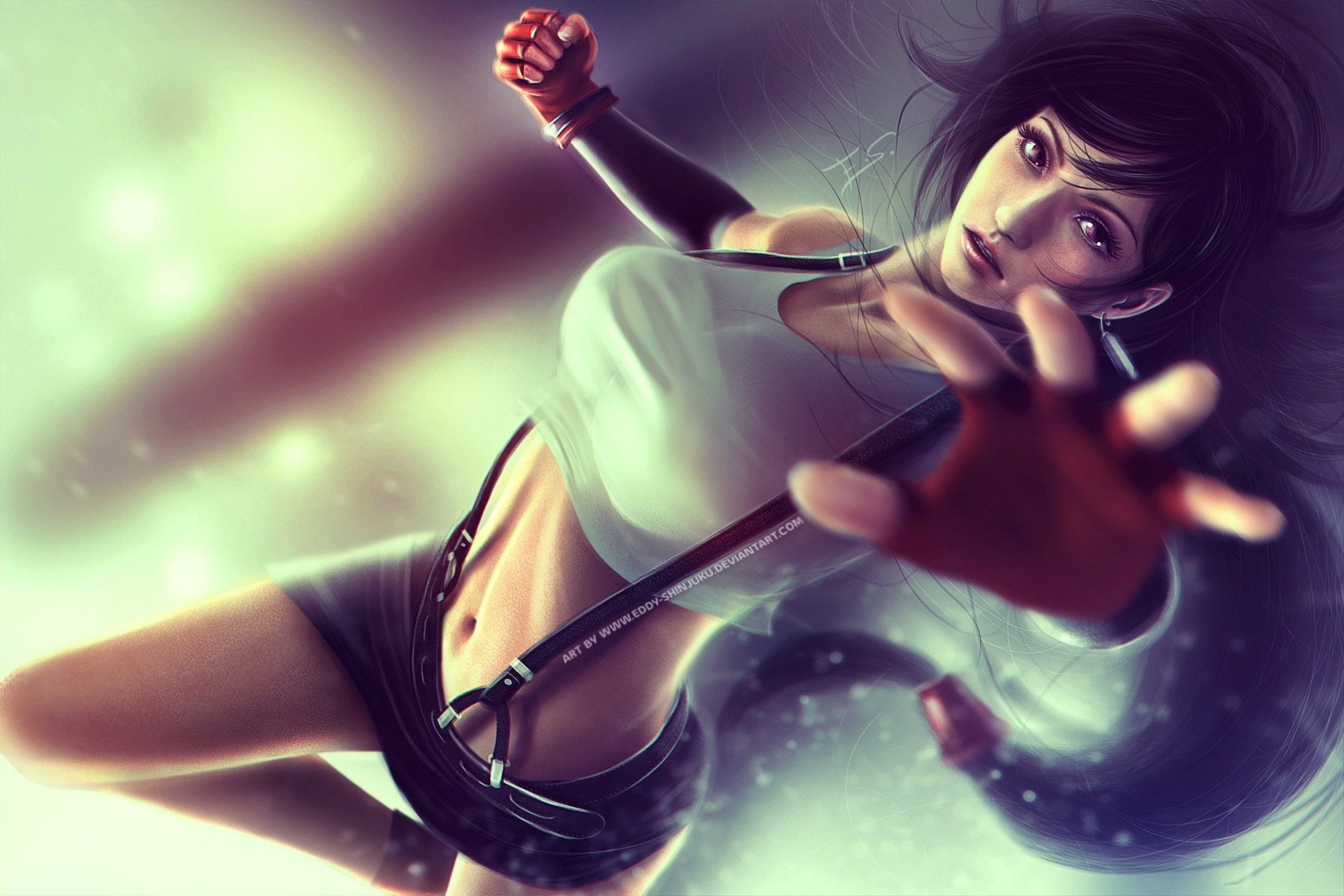 Glove, Girl, Skirt, Final Fantasy, Earrings, 1080P, Tifa Lockhart, Final Fantasy VII, HD Wallpaper