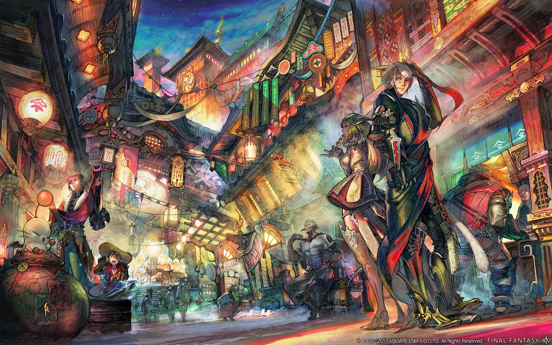 blue, moogle, eyes, hyur, food, konachan, building, tail, male, horns, green, elezen, 247694, long, white, 1080P, hat, com, hair, catgirl, miqote, city, HD Wallpaper