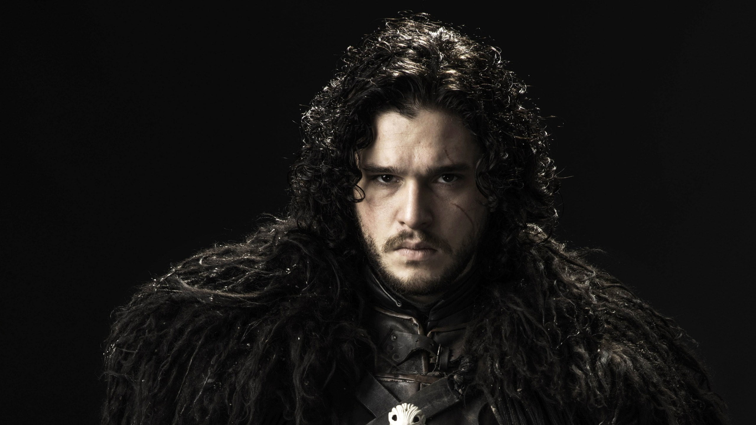 mature adult, beard, long hair, black background, warm clothing, adult, looking at camera, jon snow game of thrones, headshot, indoors, hair, facial hair, HD Wallpaper