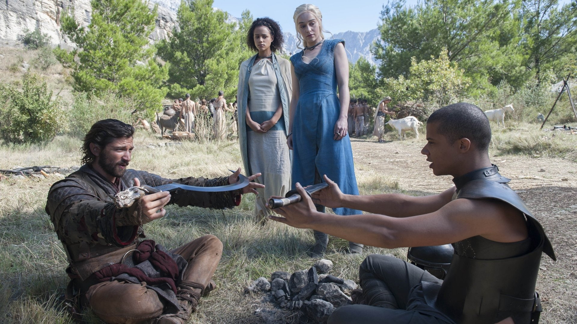 Jacob Anderson, Emilia Clarke, Daenerys Targaryen, 1080P, Daario Naharis, Missandei (Game Of Thrones), Game Of Thrones, Michiel Huisman, Nathalie Emmanuel, HD Wallpaper