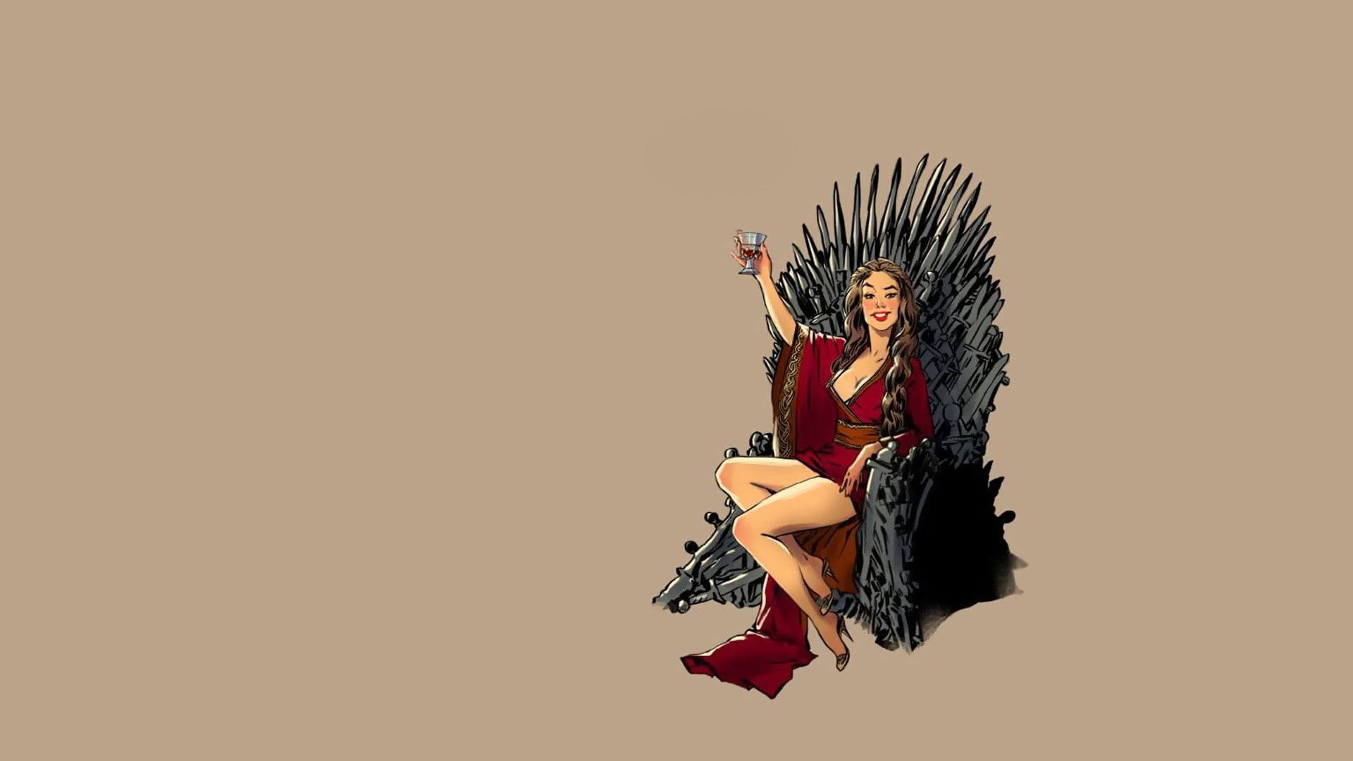 Cersei Lannister, pinup models, 1080P, Game of Thrones, simple background, HD Wallpaper