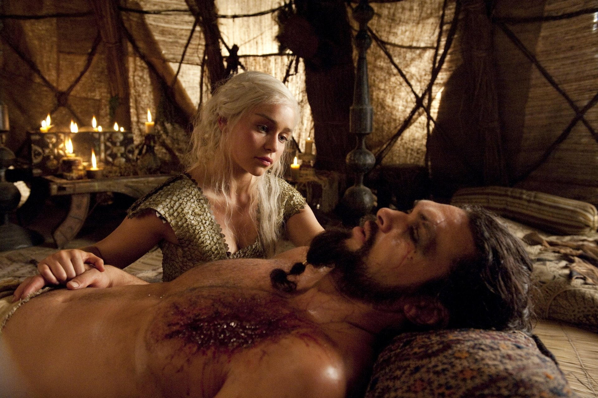1080P, Jason Momoa, TV Show, Emilia Clarke, Daenerys Targaryen, Game Of Thrones, Drogo (Game Of Thrones), HD Wallpaper