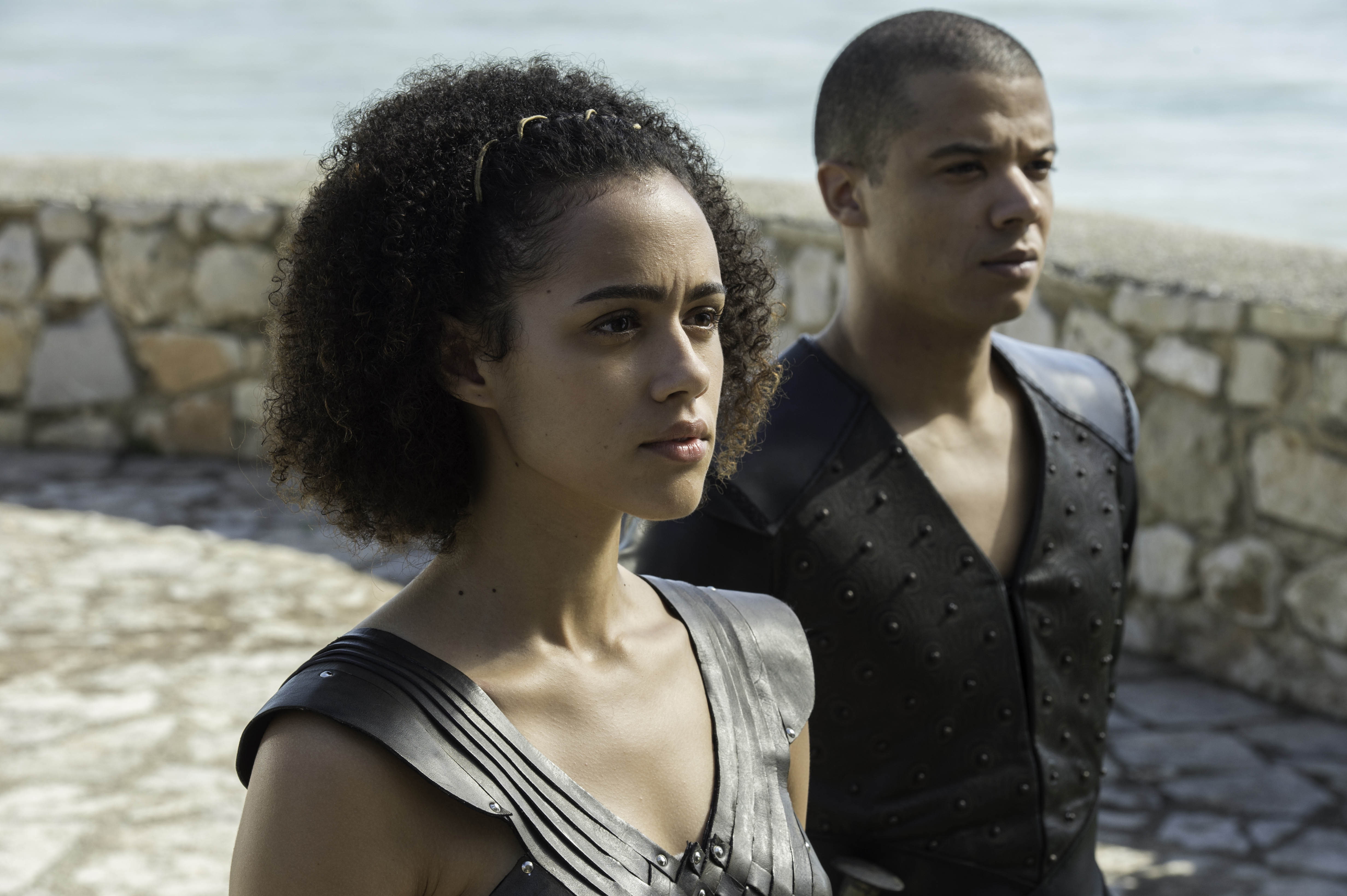 woman, dress, wearing, 4K, sleeveless, Game of Thrones, Grey Worm, black, 4K, leather, Missandei, HD Wallpaper