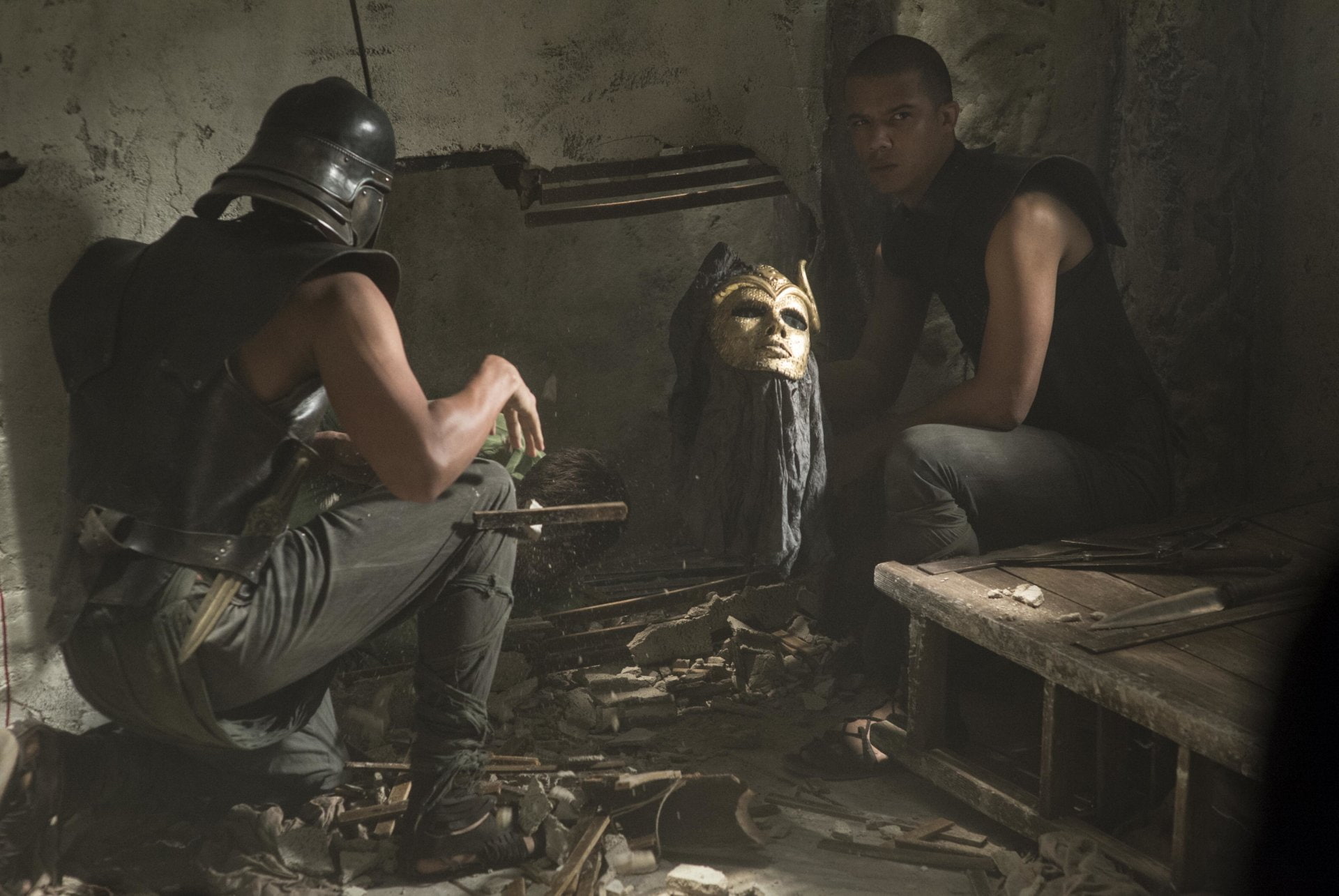 abandoned, TV Show, Game Of Thrones, young men, people, men, mask, adult, males, sitting, mask - disguise, aggression, indoors, Jacob Anderson, mammal, HD Wallpaper
