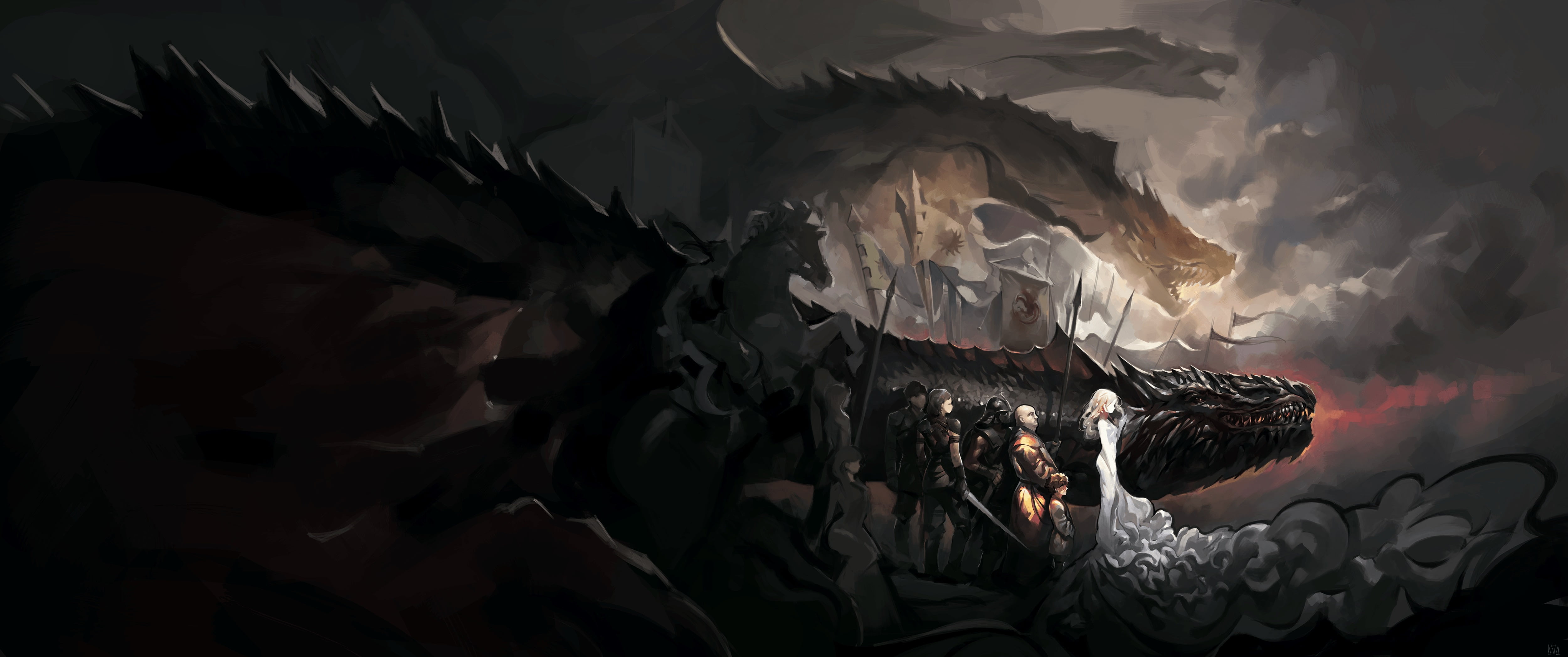 Dragon, Daenerys Targaryen, Lord Varys, Tyrion Lannister, 4K, TV Show, Game Of Thrones, HD Wallpaper
