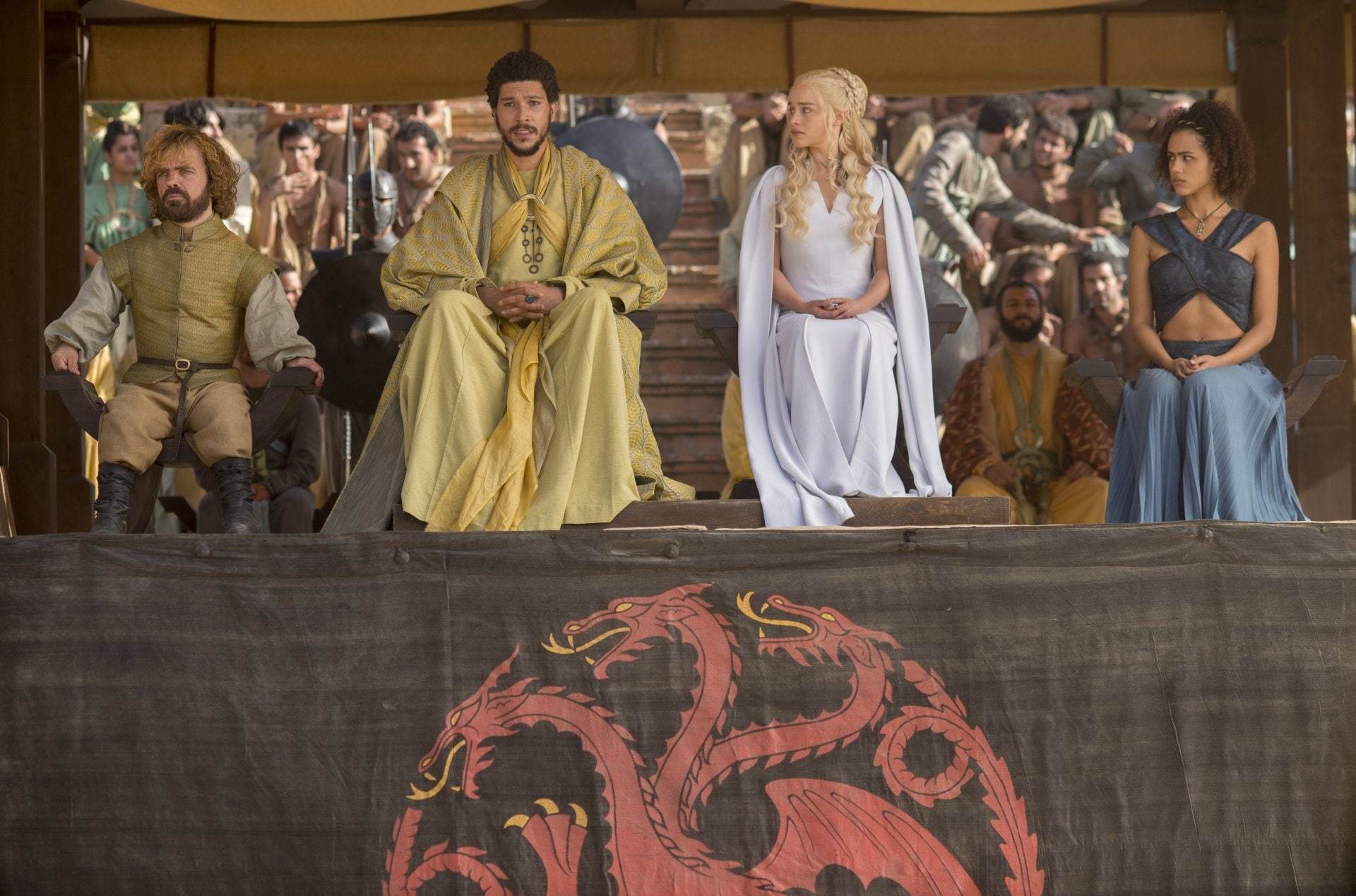 Tyrion Lannister, Hizdahr zo Loraq, Peter Dinklage, TV Show, Nathalie Emmanuel, Emilia Clarke, Missandei (Game Of Thrones), Daenerys Targaryen, Game Of Thrones, HD Wallpaper