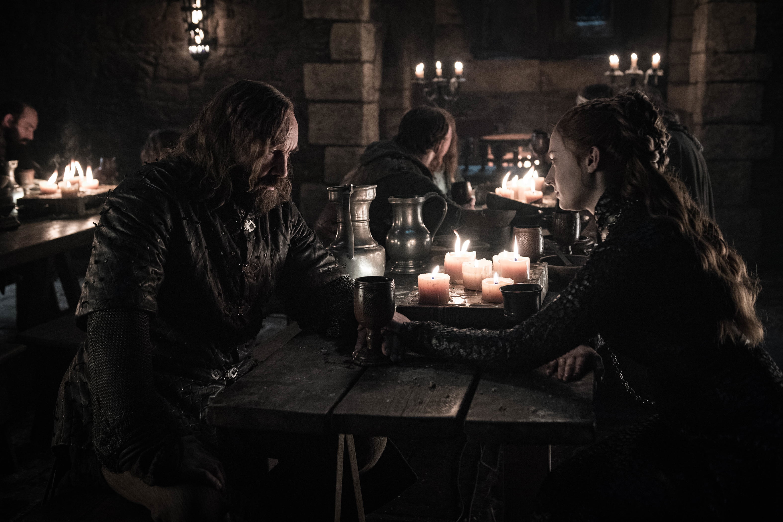 Sansa Stark, Rory McCann, Sandor Clegane, 2K, Candle, Game Of Thrones, Sophie Turner, TV Show, HD Wallpaper