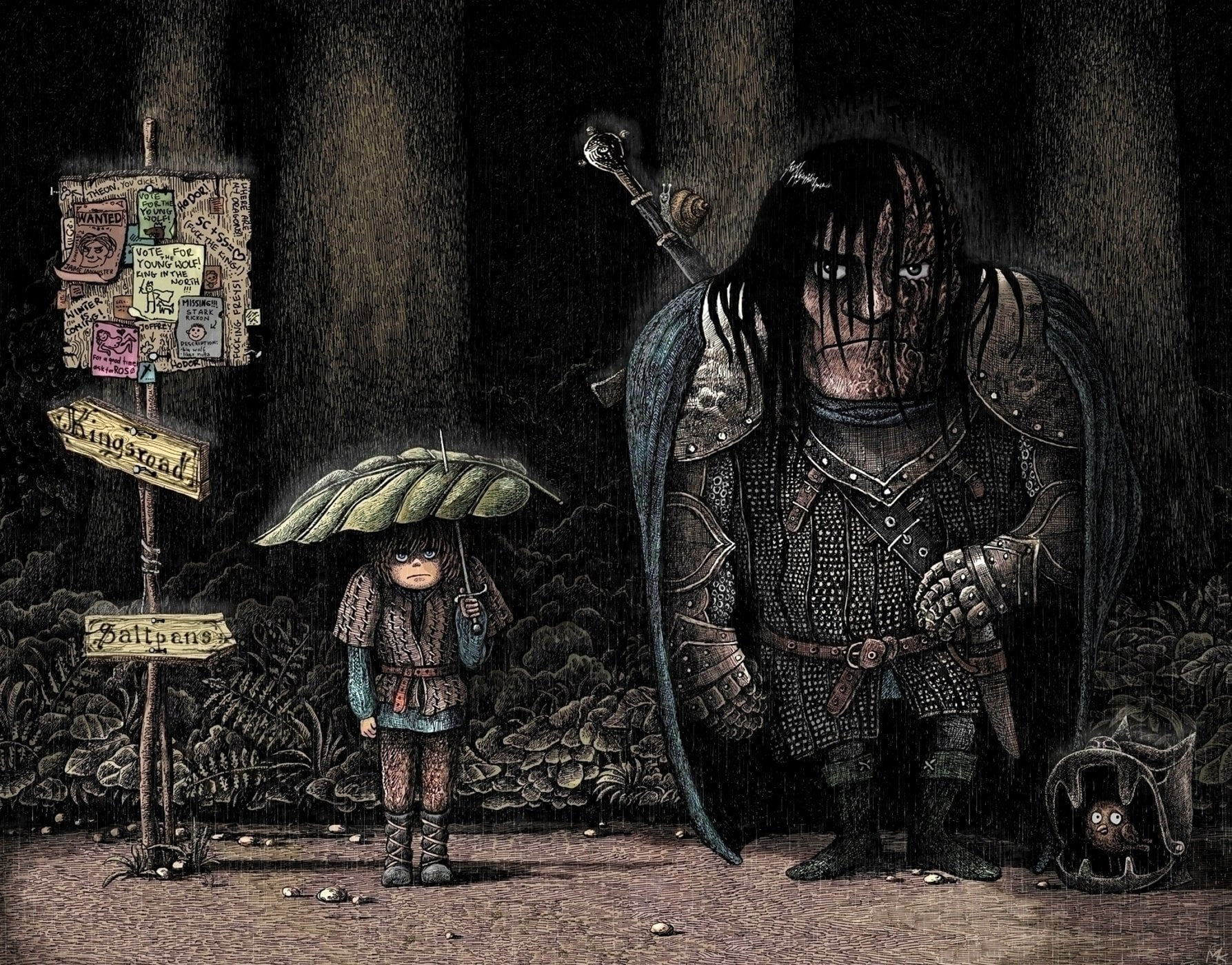 Arya Stark, Sandor Clegane, A Song of Ice and Fire, Crossover, Movie, My Neighbor Totoro, Game Of Thrones, 720P, HD Wallpaper