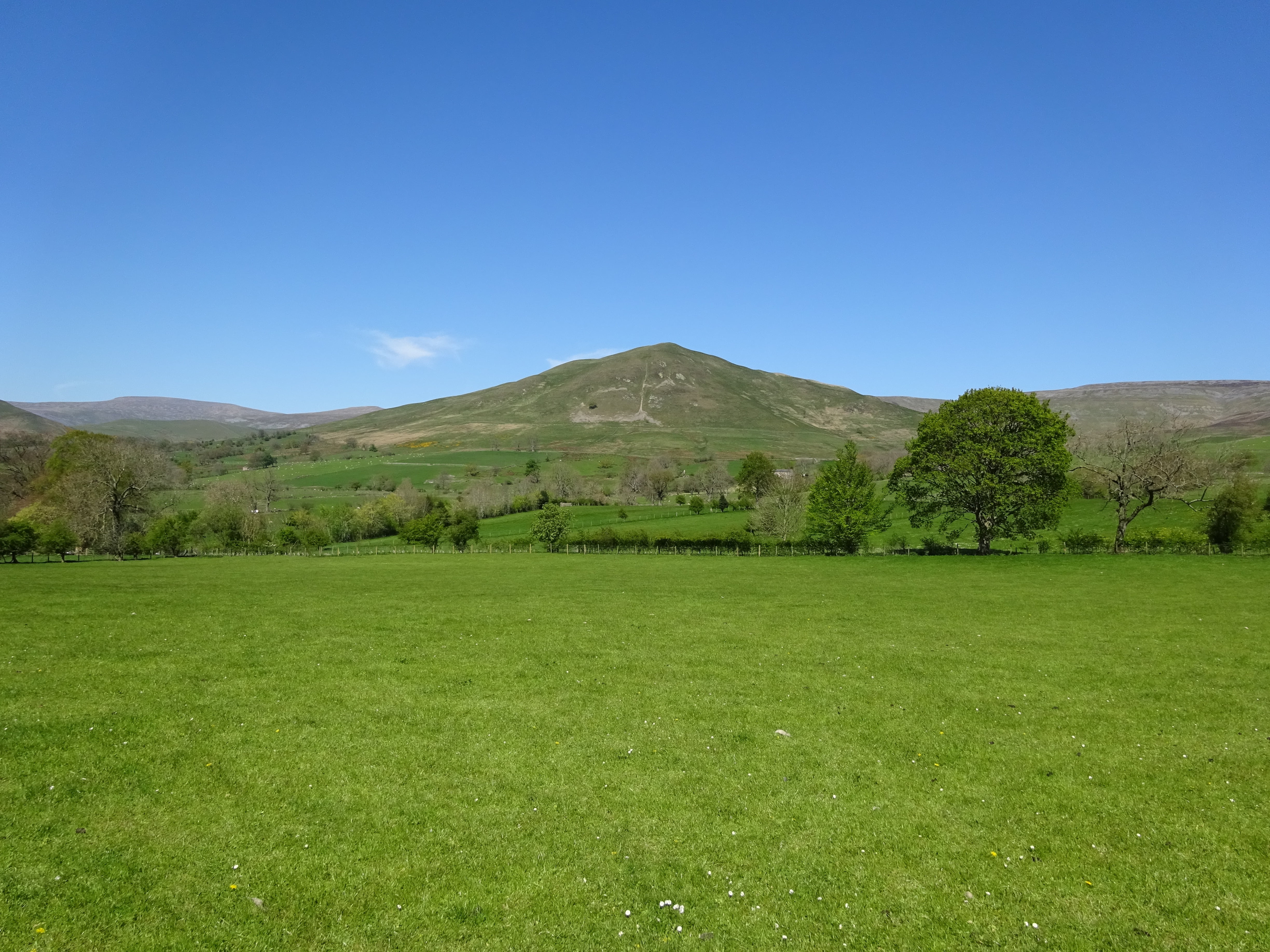 4K, scenics - nature, clear sky, blue, land, tranquil scene, outdoors, tranquility, sky, copy space, dufton, mountain peak, environment, field, nature, HD Wallpaper