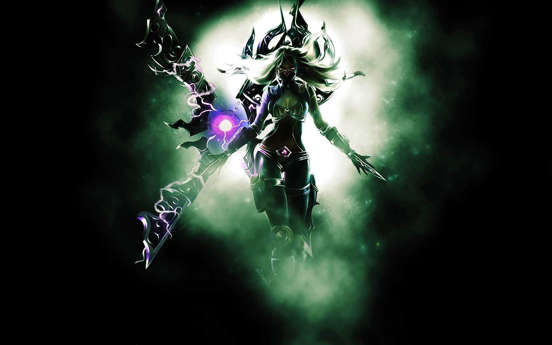 low angle view, league of legends irelia, sport, mature adult, mid-air, illuminated, 1080P, outdoors, nature, light - natural phenomenon, green color, HD Wallpaper