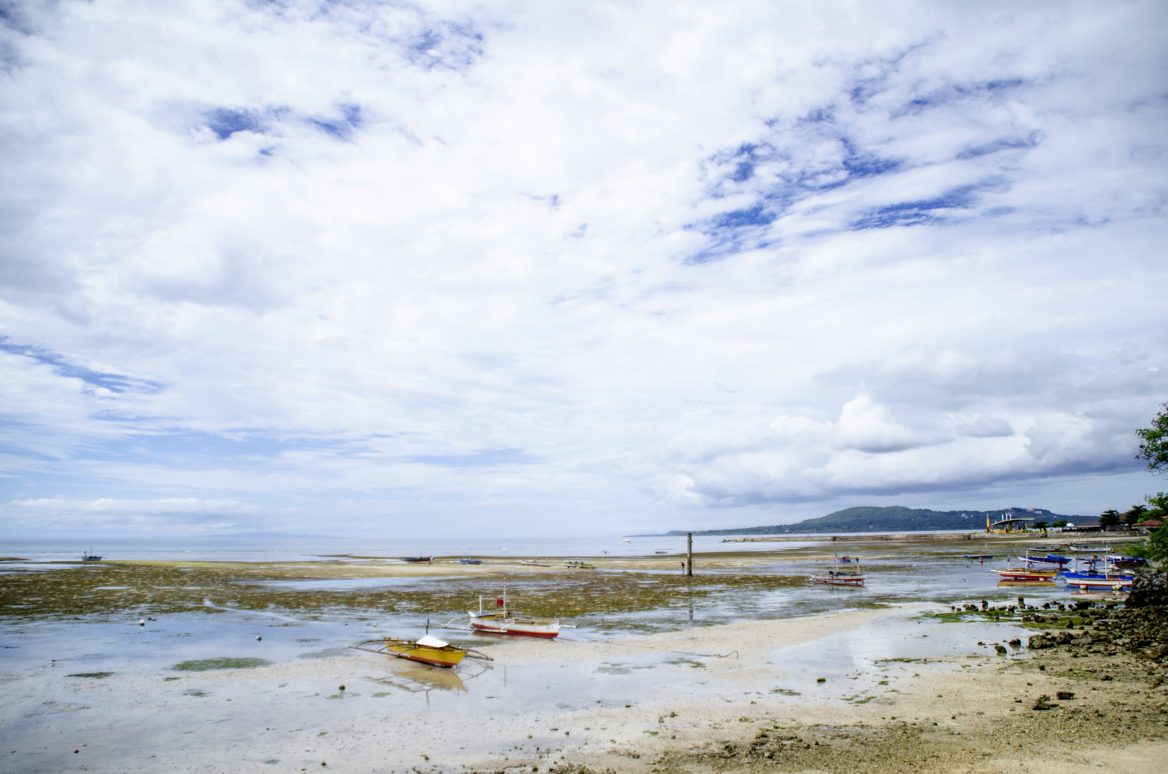 transportation, philippines, boats, day, tranquility, sky, seaside, water, sea, tranquil scene, sand, cloud - sky, incidental people, land, beauty in nature, HD Wallpaper