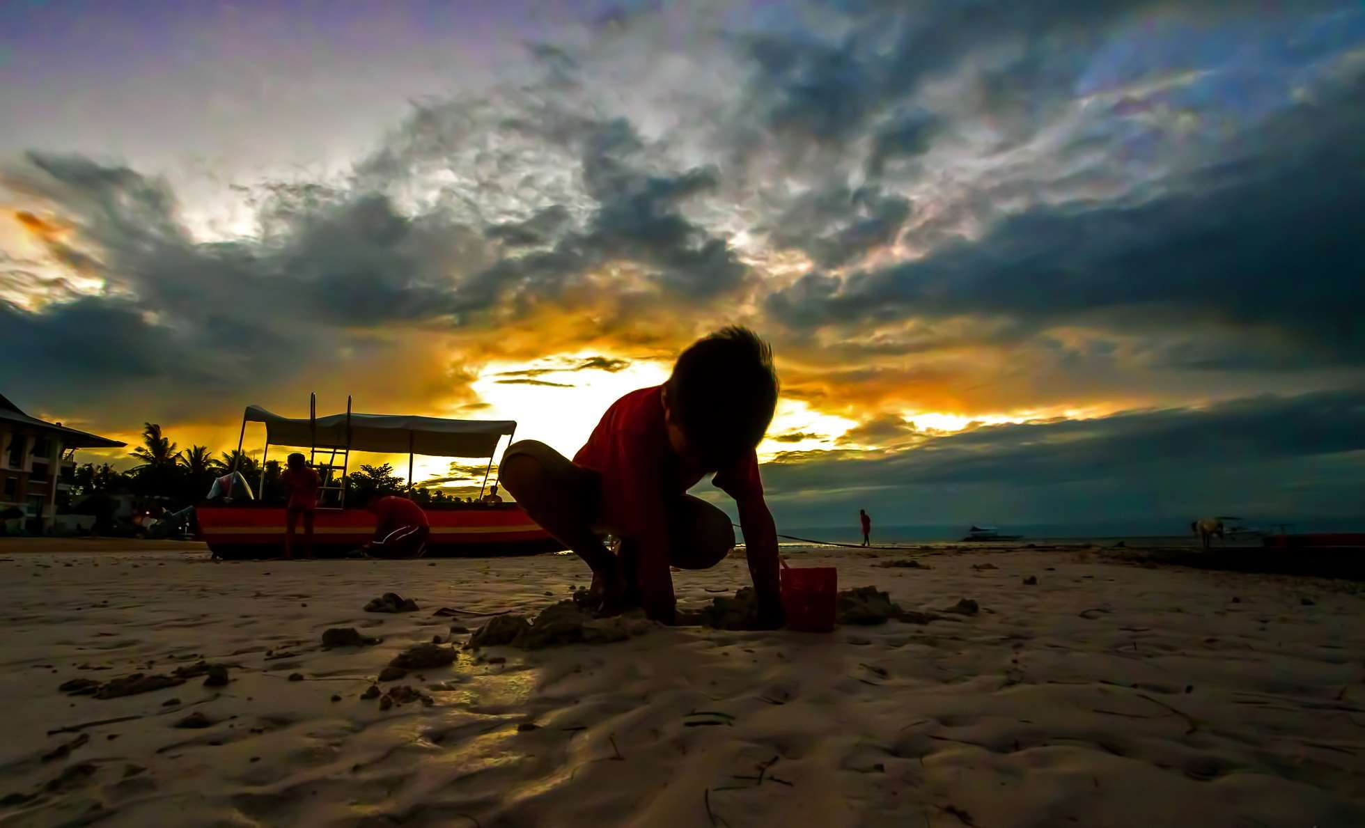 philippines, adult, one person, beauty in nature, land, beach, cloud - sky, leisure activity, island life, sunset, nature, real people, full length, 1080P, HD Wallpaper