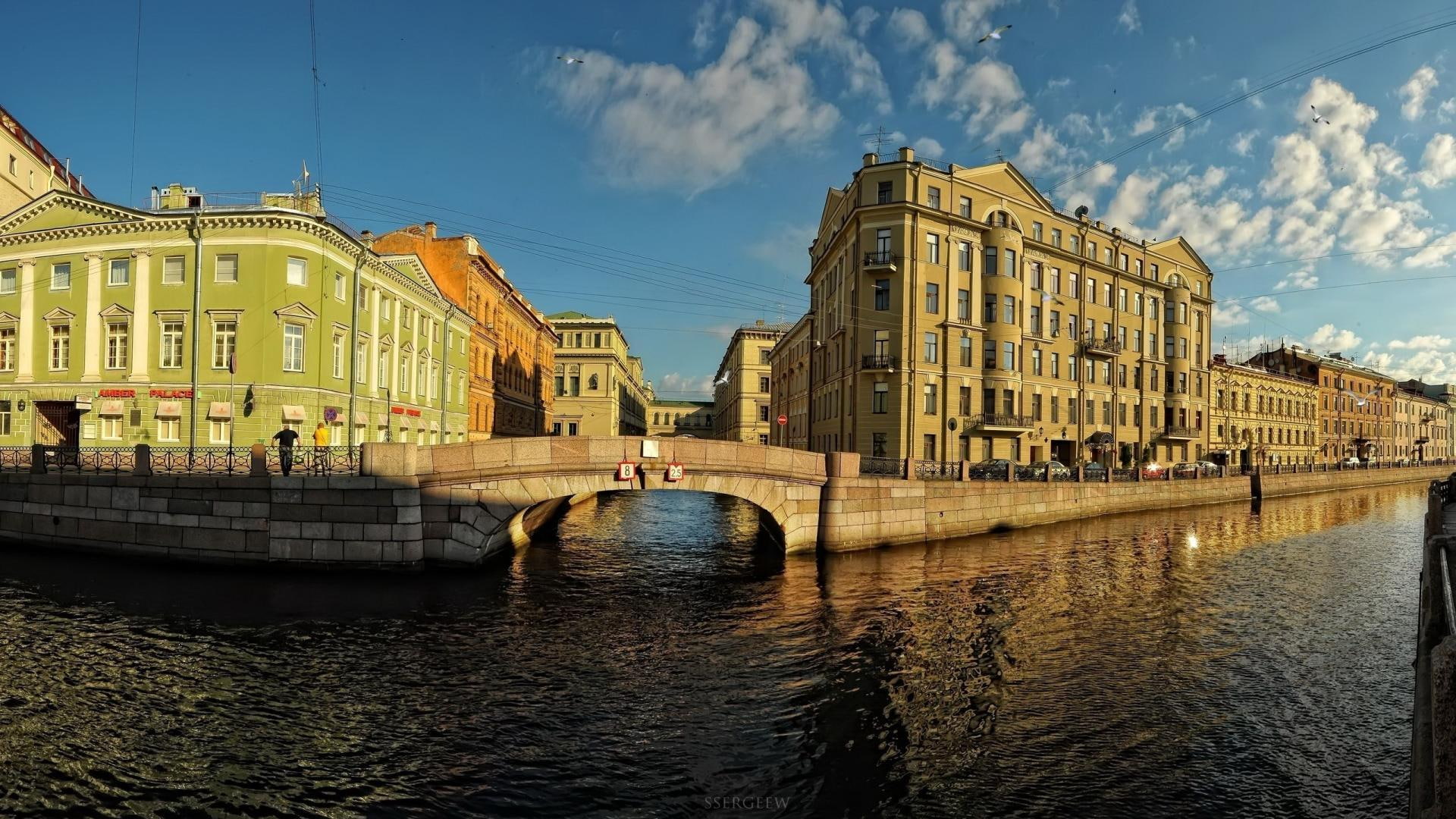 riverfront, bridge, 1080P, petersburg, buildings, st, neva, river, nature and landscapes, russia, HD Wallpaper
