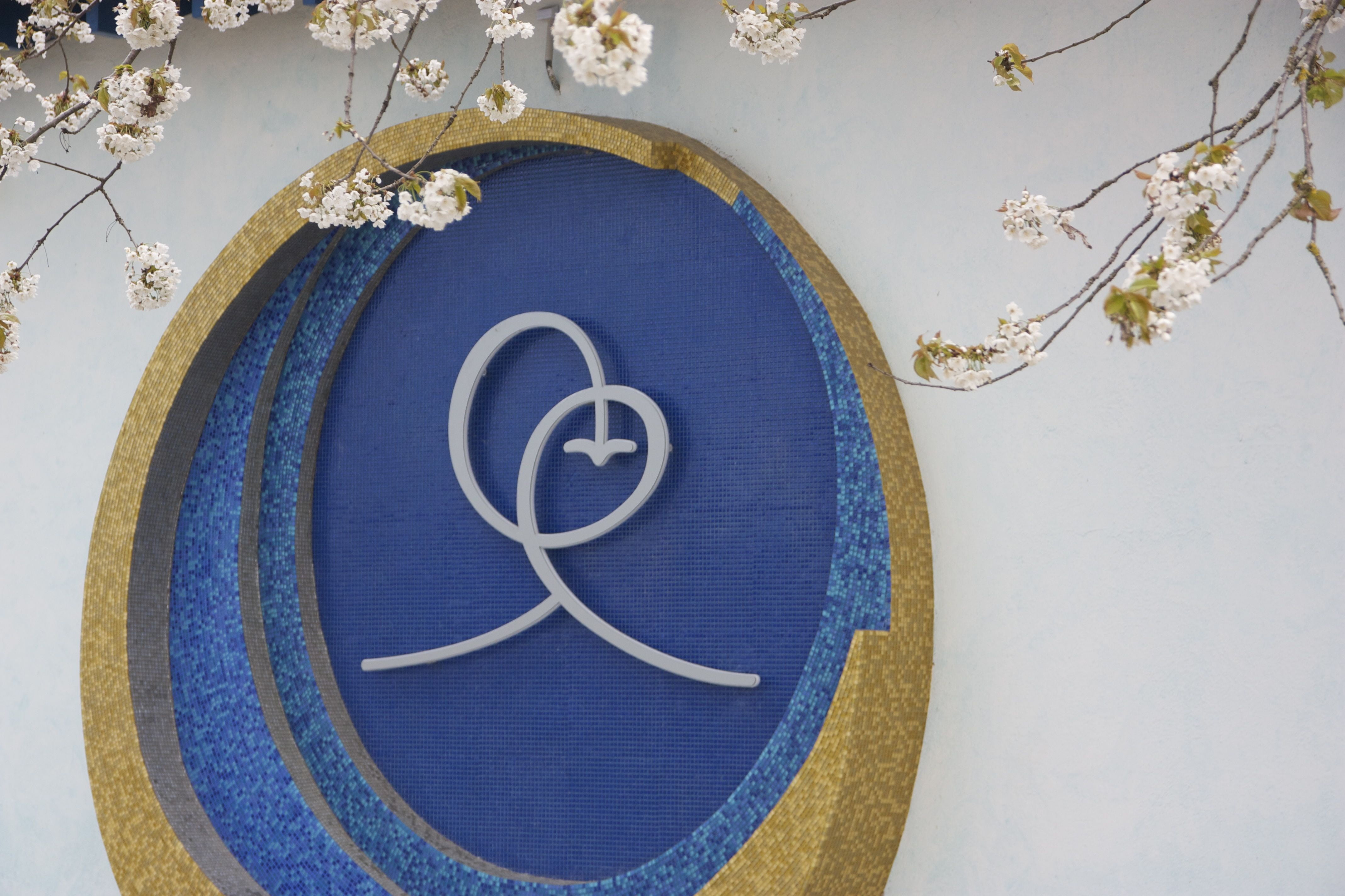 4K, wall - building feature, symbol, flowering plant, design, floral pattern, wall, lifestyle, peace, indoors, blue, joy, close-up, no people, circle, HD Wallpaper