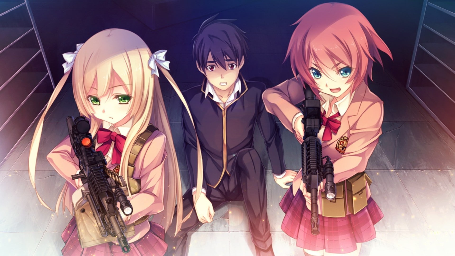 1080P, anime girls, Innocent Bullet, anime, Yasouji Ai, Kanzaki Sayaka, Nachi Yuuji, anime vectors, HD Wallpaper