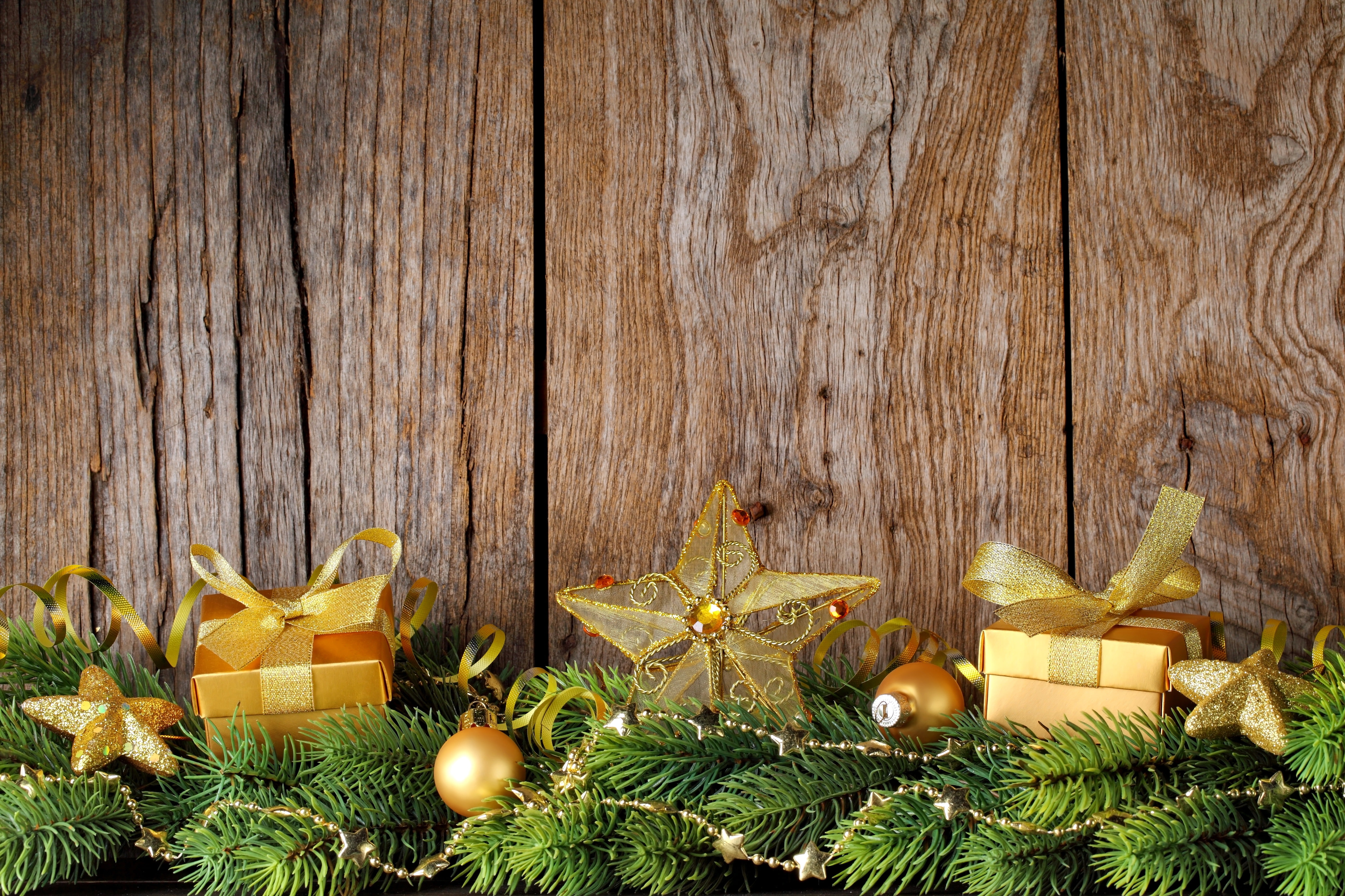 tree, decoration, gift, Christmas, wood, New Year, branches, star, Merry, 5K, HD Wallpaper
