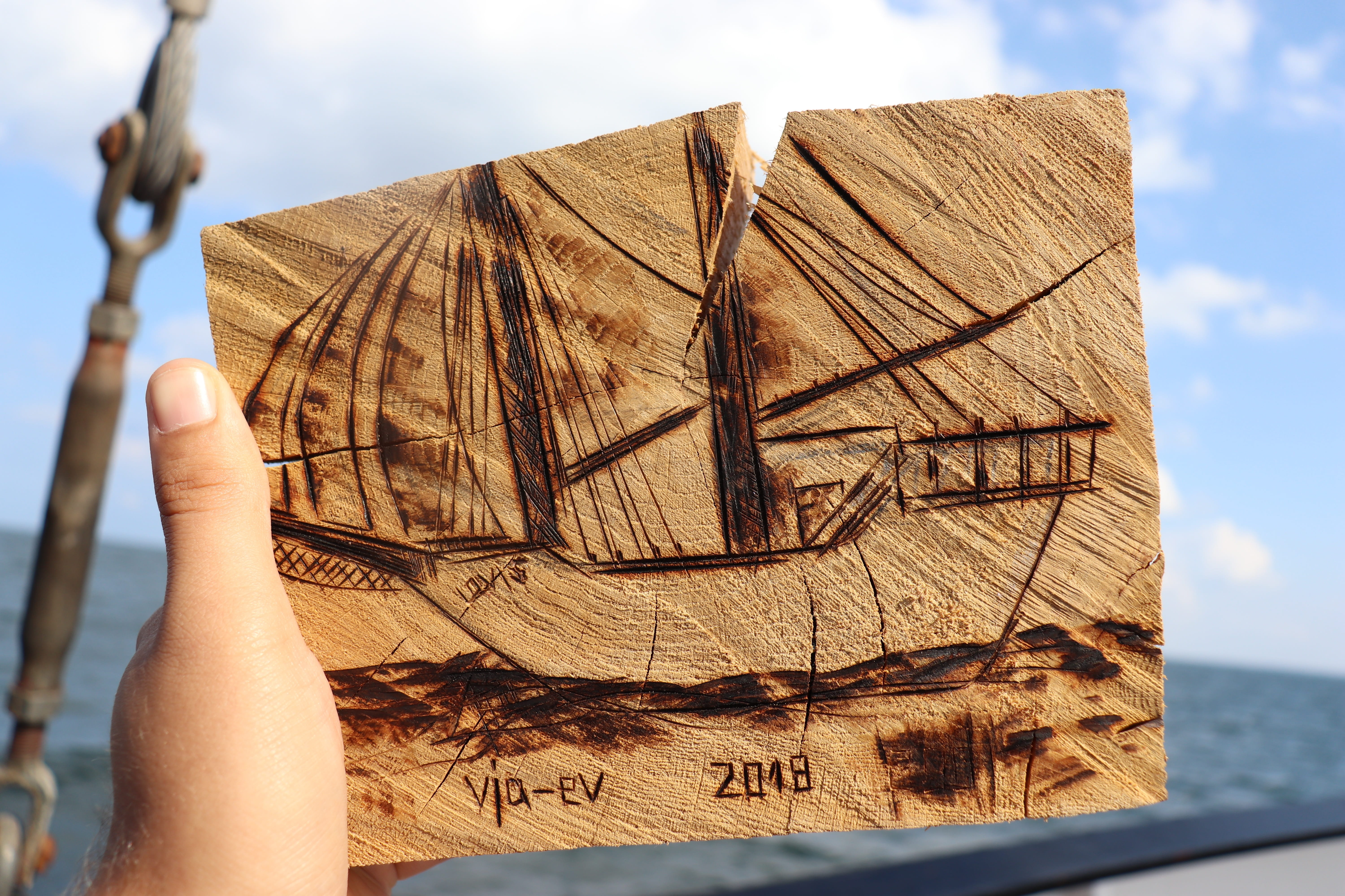 5K, nature, sail, lifestyles, wood, sea, hand, one person, day, carve, outdoors, leisure activity, human body part, water, sky, ship, personal perspective, HD Wallpaper