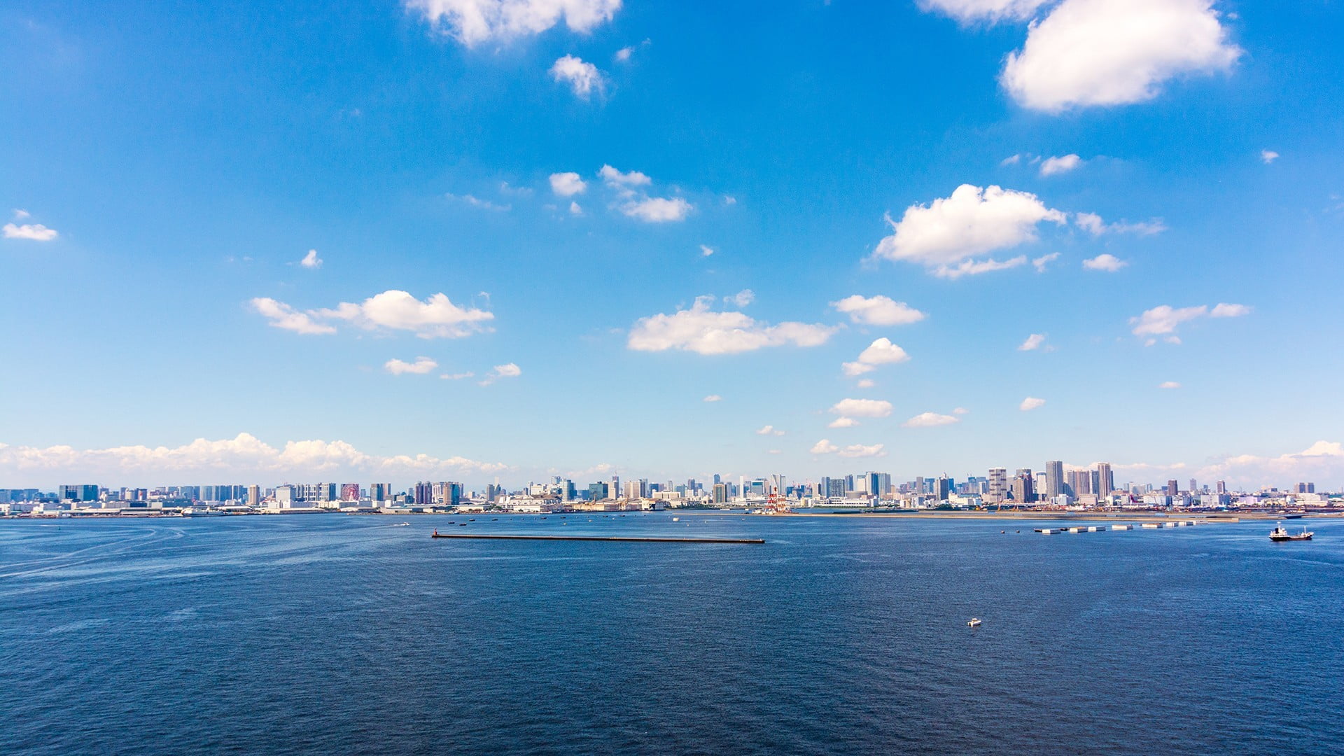 financial district, bay, water, urban skyline, transportation, landscape, travel destinations, body, sky, overlooking, nautical vessel, city, office building exterior, HD Wallpaper