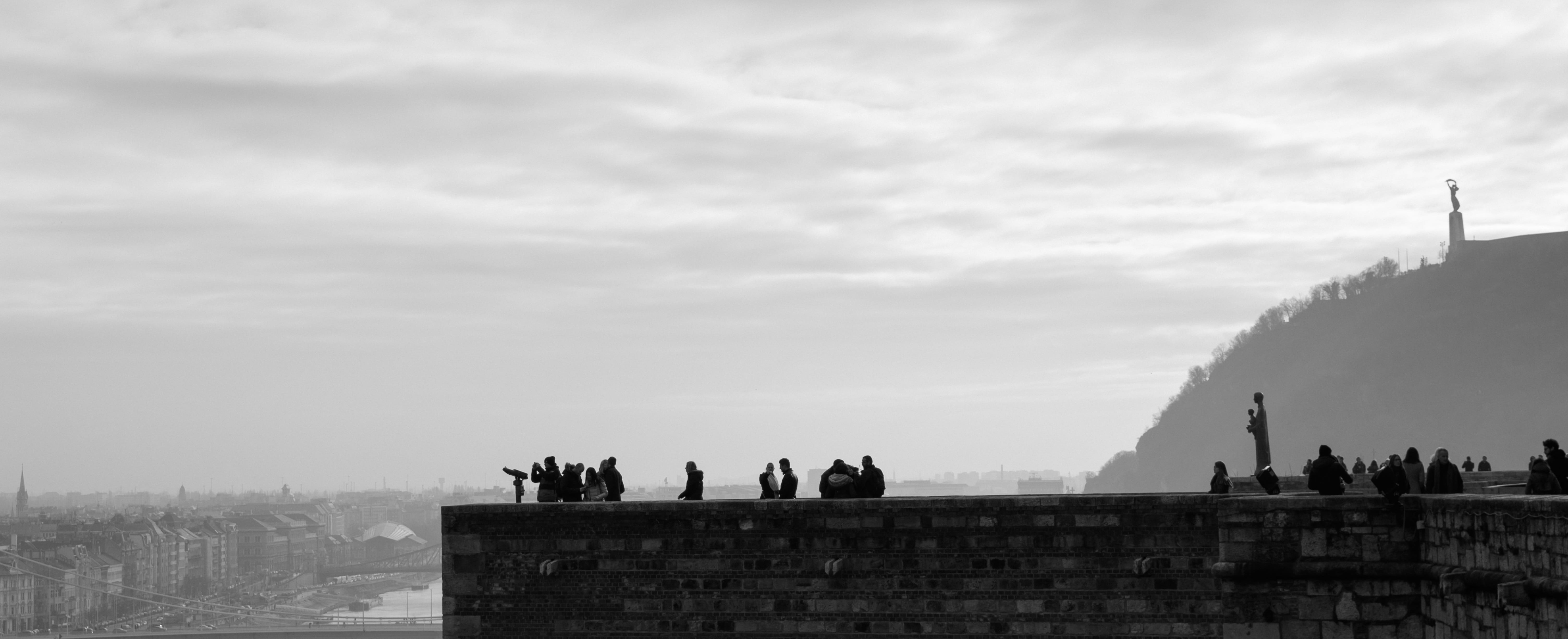 nature, day, sun, europe, building, 5K, history, Panoramic View, fog, city, group of people, adult, cityscape, Panorama, building exterior, built structure, HD Wallpaper