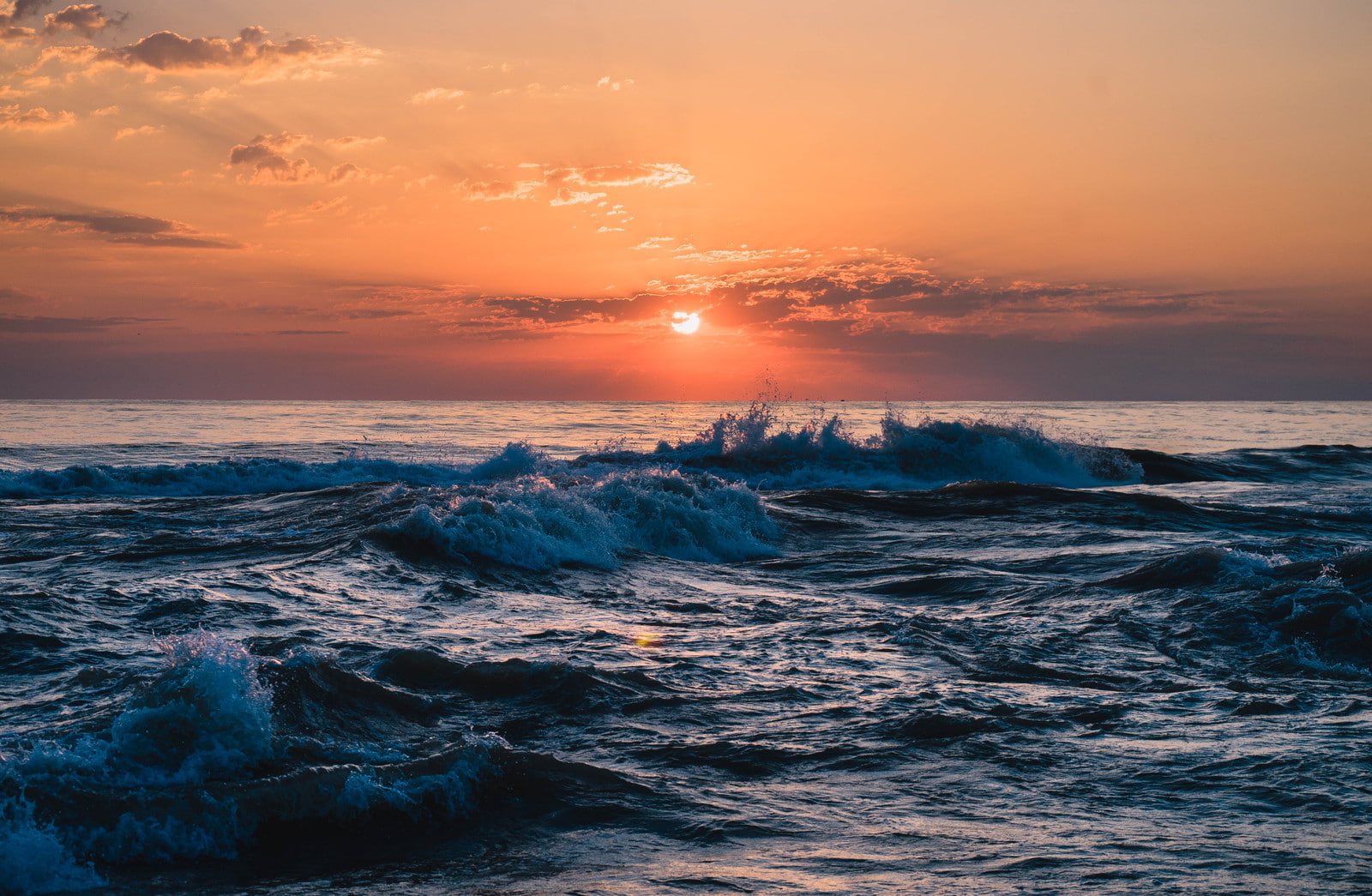 Black Sea, waves, Russia, Sochi, sunset, 720P, HD Wallpaper