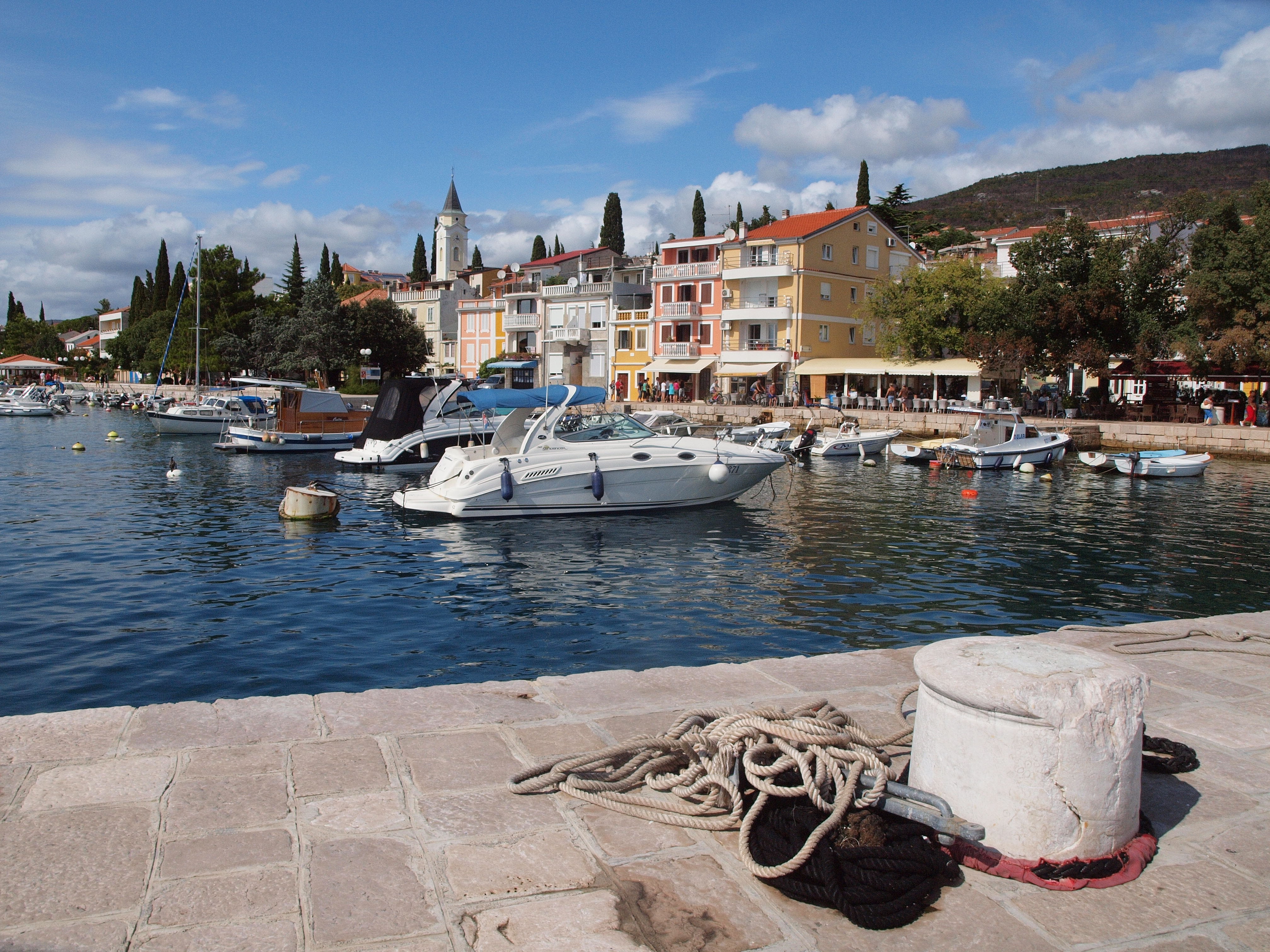 resort, architecture And Buildings, part, pier, water, mode of transportation, building, town, ship, rope, nature, anchored, transportation, Croatia, urban Scene, HD Wallpaper