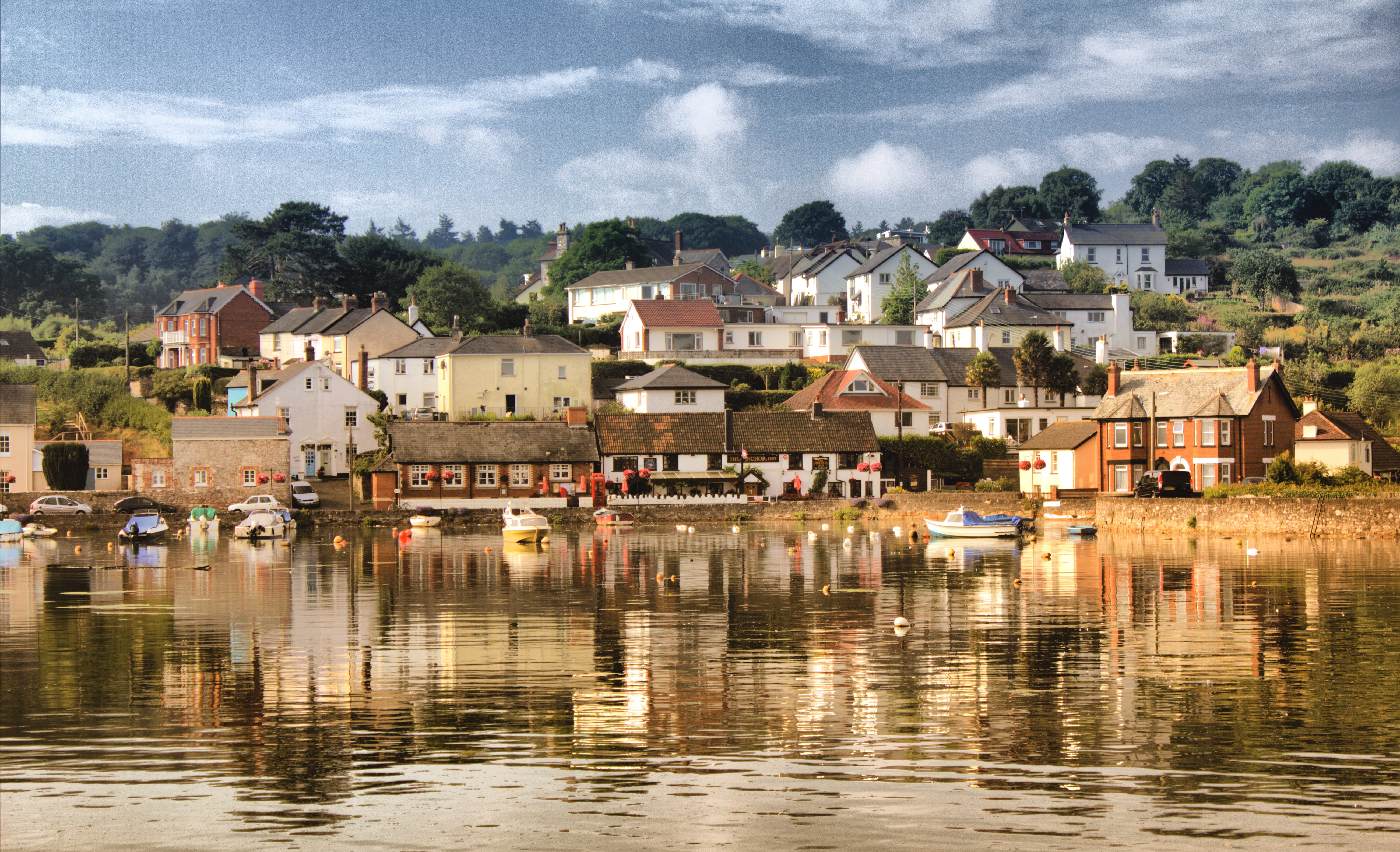 no people, Dawlish, building exterior, cloud, blue, scenery, tree, Uk, cloud - sky, waterfront, residential district, travel, Cockwood, south, building, HD Wallpaper