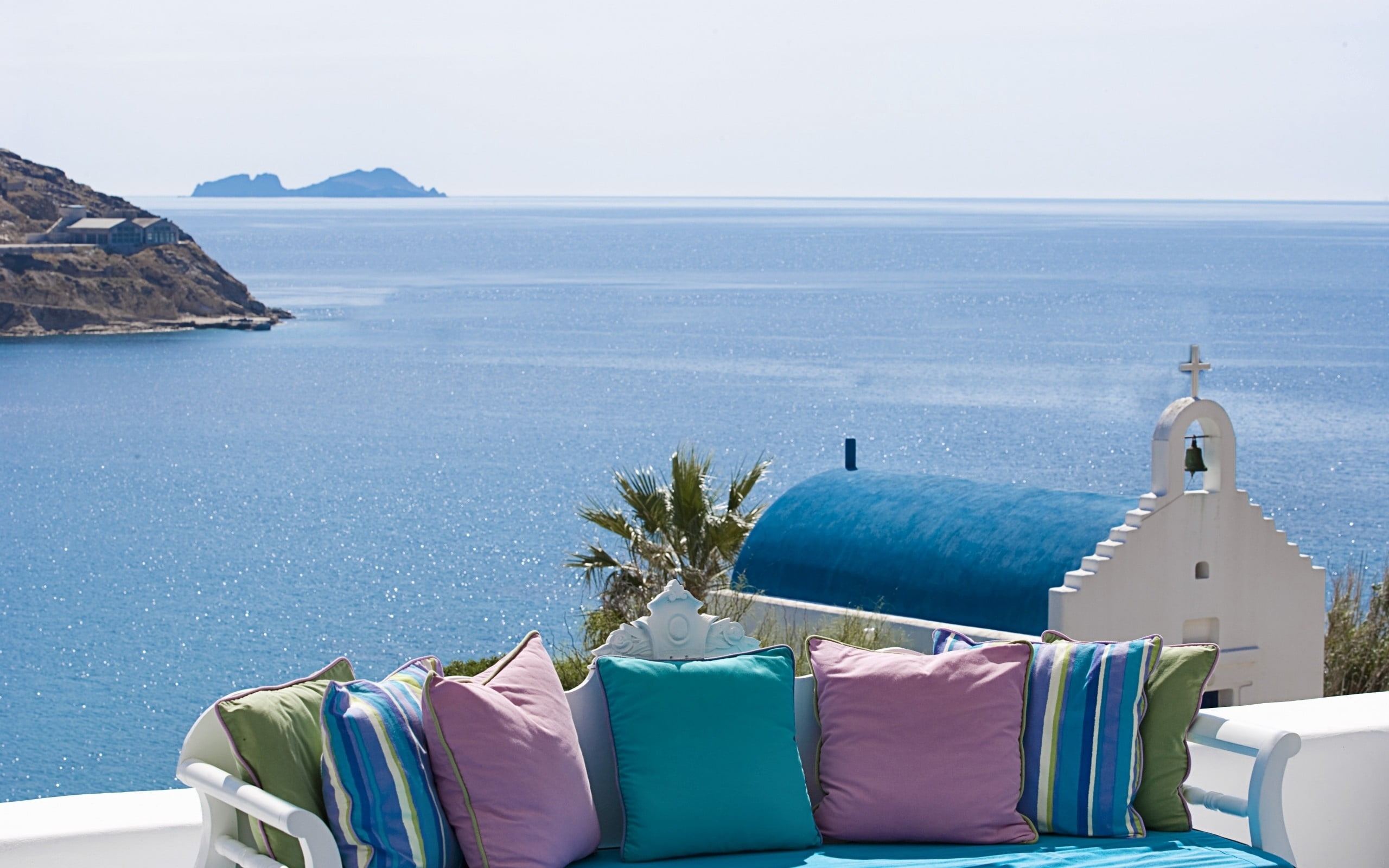 architecture, tourism, day, greek Culture, idyllic, greek Islands, sea, oia, aegean Sea, town, luxury, throw, 2K, classical Greek, cultures, scenics - nature, HD Wallpaper