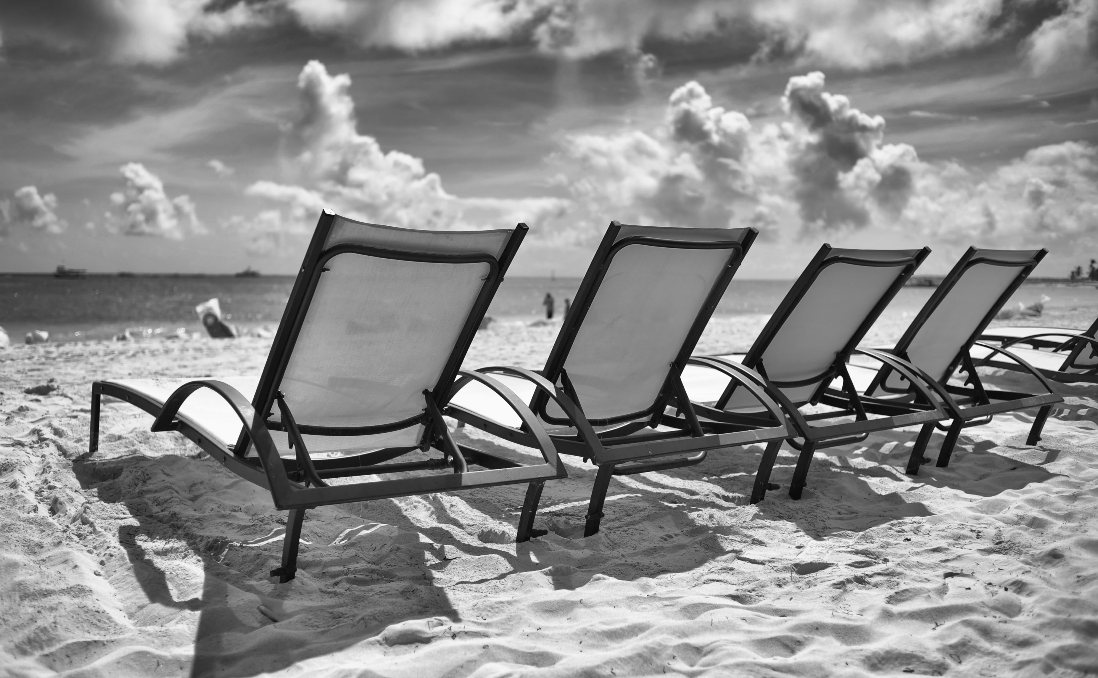 photography, tranquility, horizon, puntacana, chaise, bavaro, cloud - sky, sea, dominicanrepublic, tranquil scene, seat, no people, dominican, water, land, HD Wallpaper