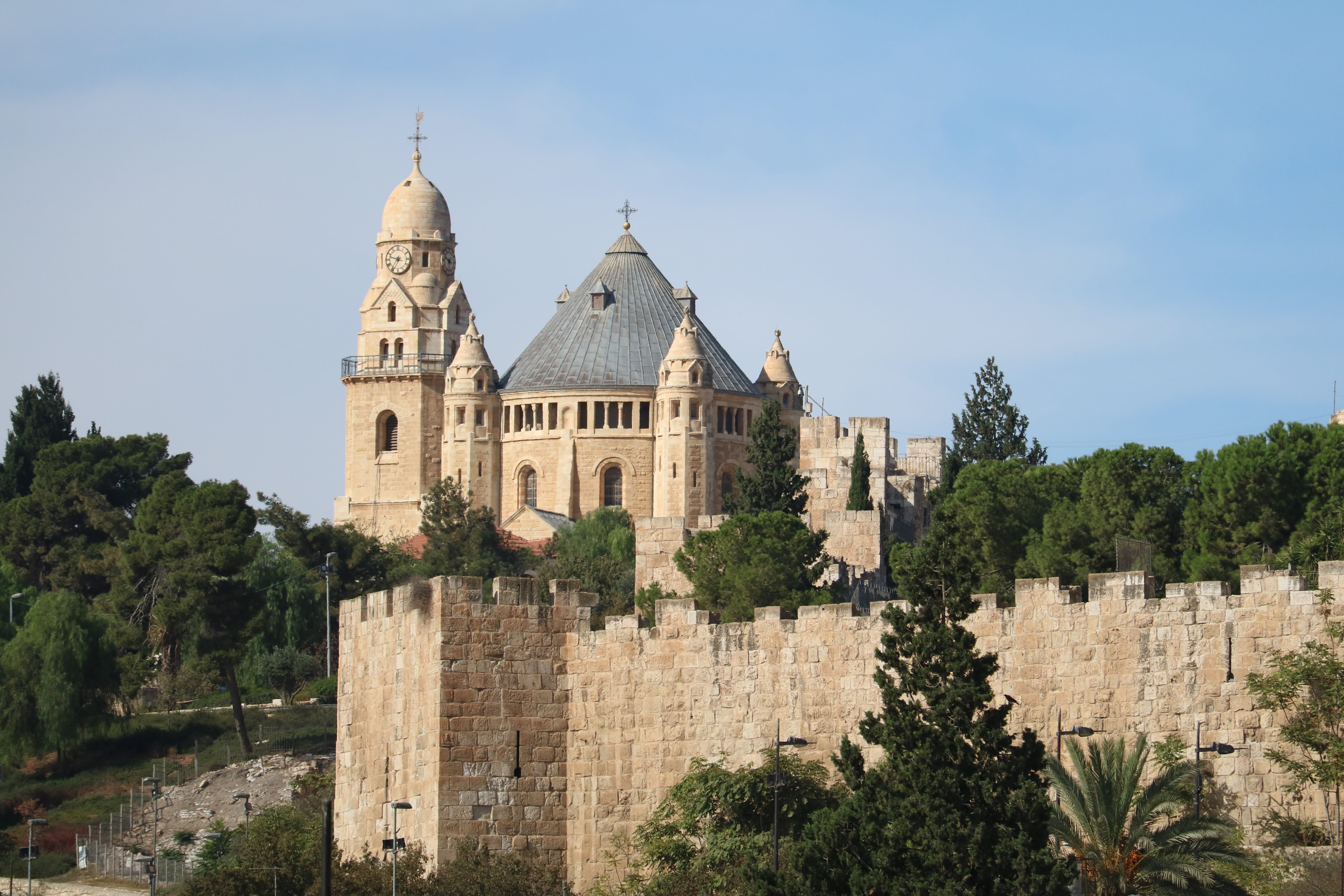 outdoors, plant, dormition abbey, no people, nature, architecture, building, 5K, day, jerusalem, tree, place of worship, travel, monks, the past, israel, HD Wallpaper