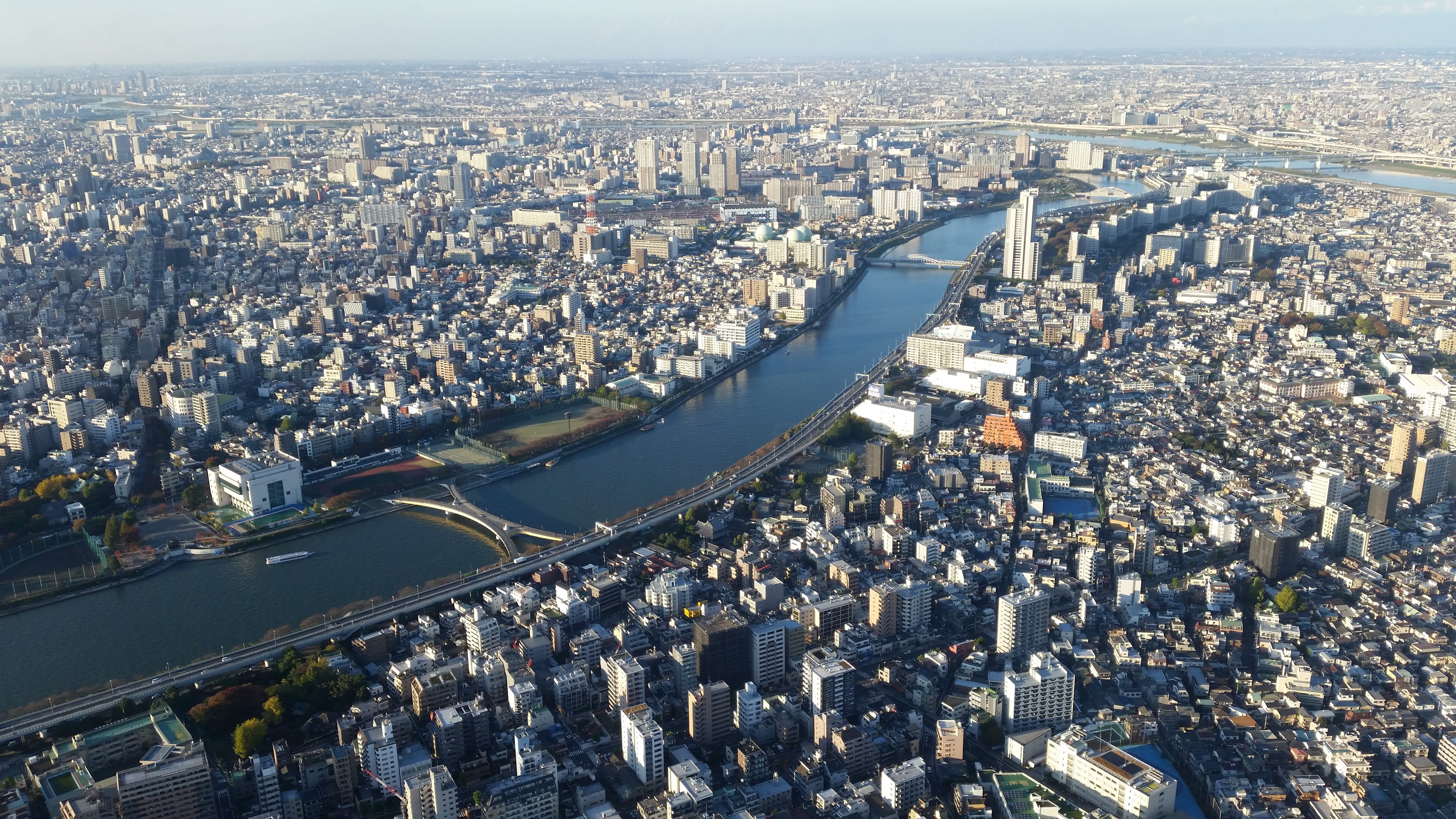 building exterior, sumida river, high angle view, skyscrapers, district, residential district, tower, 5K, sky, built structure, crowded, aerial, travel, HD Wallpaper