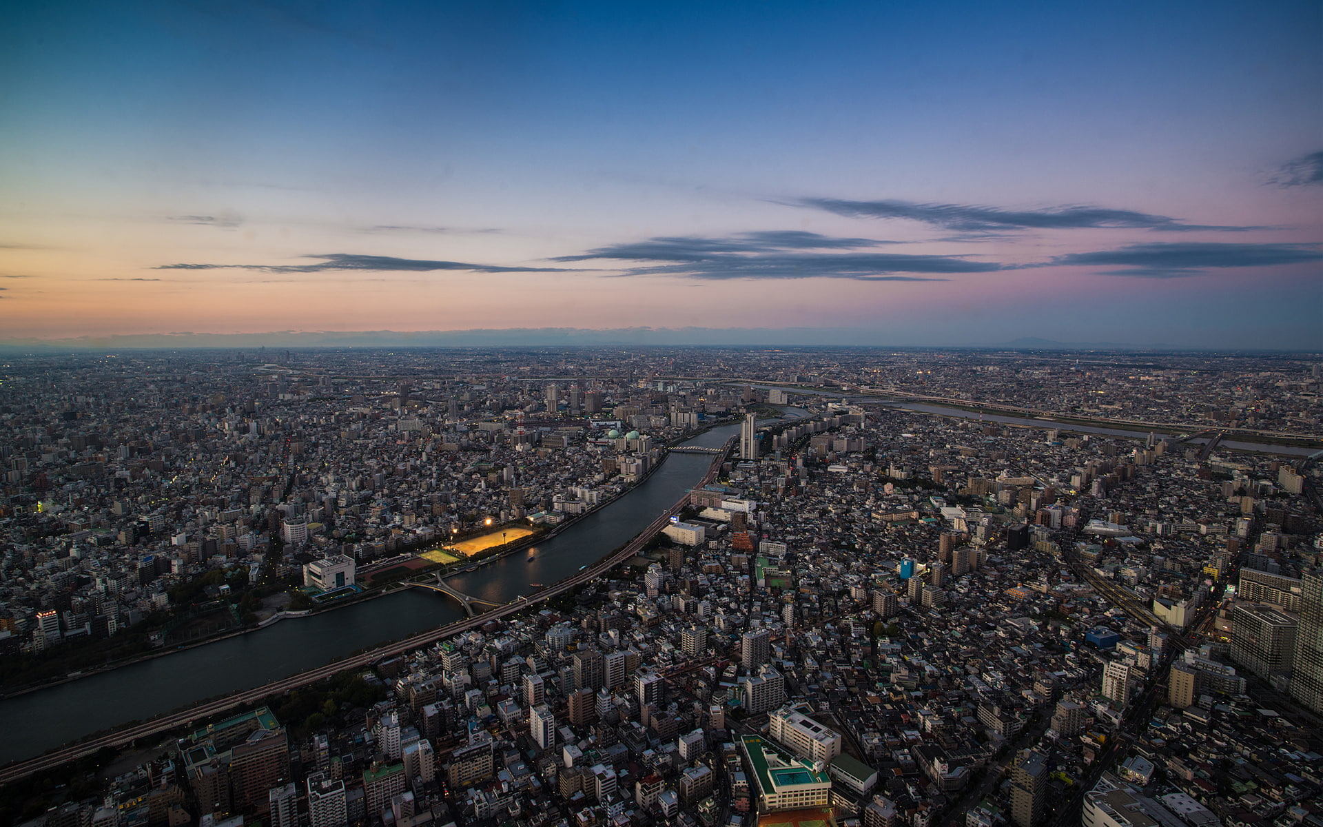 tokyo, view, building, 1080P, river, city, sumida, HD Wallpaper