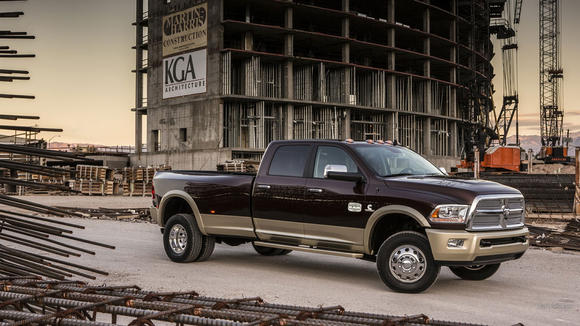 car, Dodge RAM, Truck, construction site, 1080P, Dodge, vehicle, HD Wallpaper